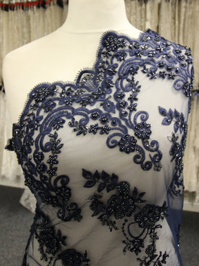 Navy Beaded Lace - Pilar