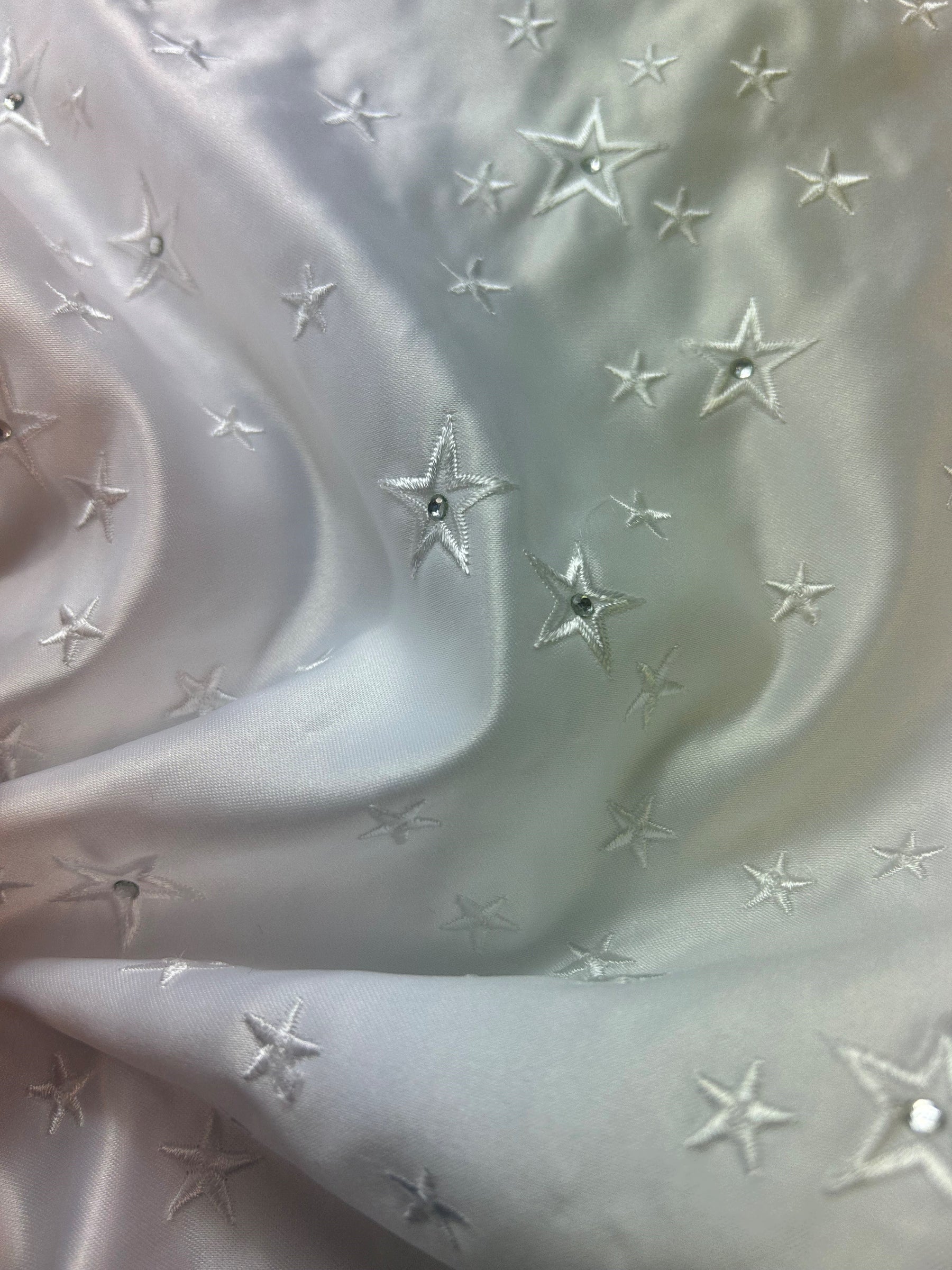 White Embroidered Satin - Planet