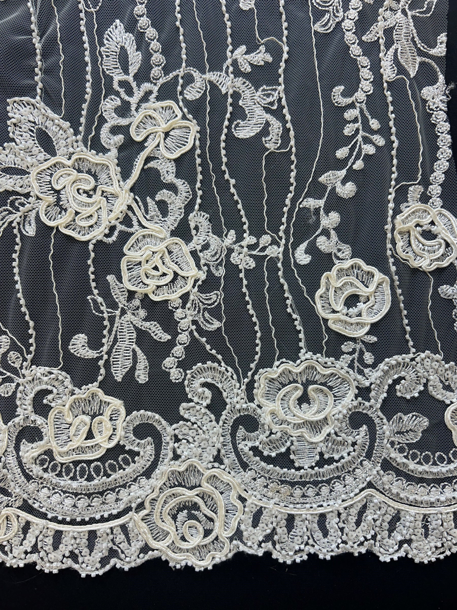 Discounted Ivory Corded and Beaded Lace – Rochelle