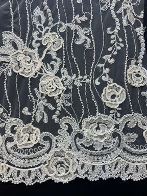 Discounted Ivory Corded and Beaded Lace – Rochelle