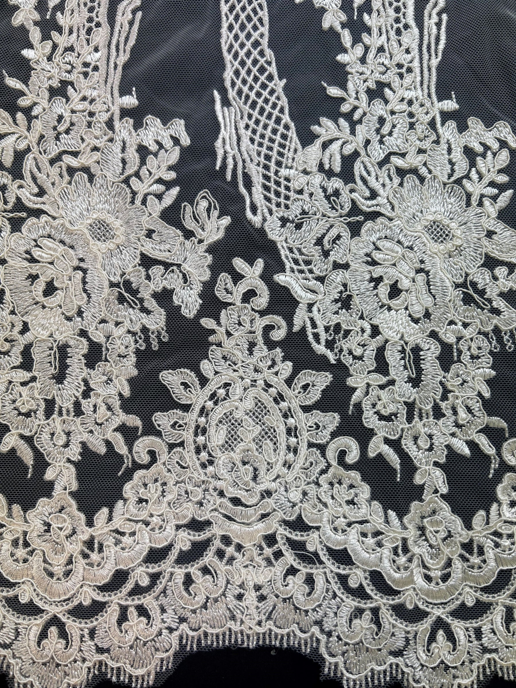 Ivory Embroidered Lace - Sunshine