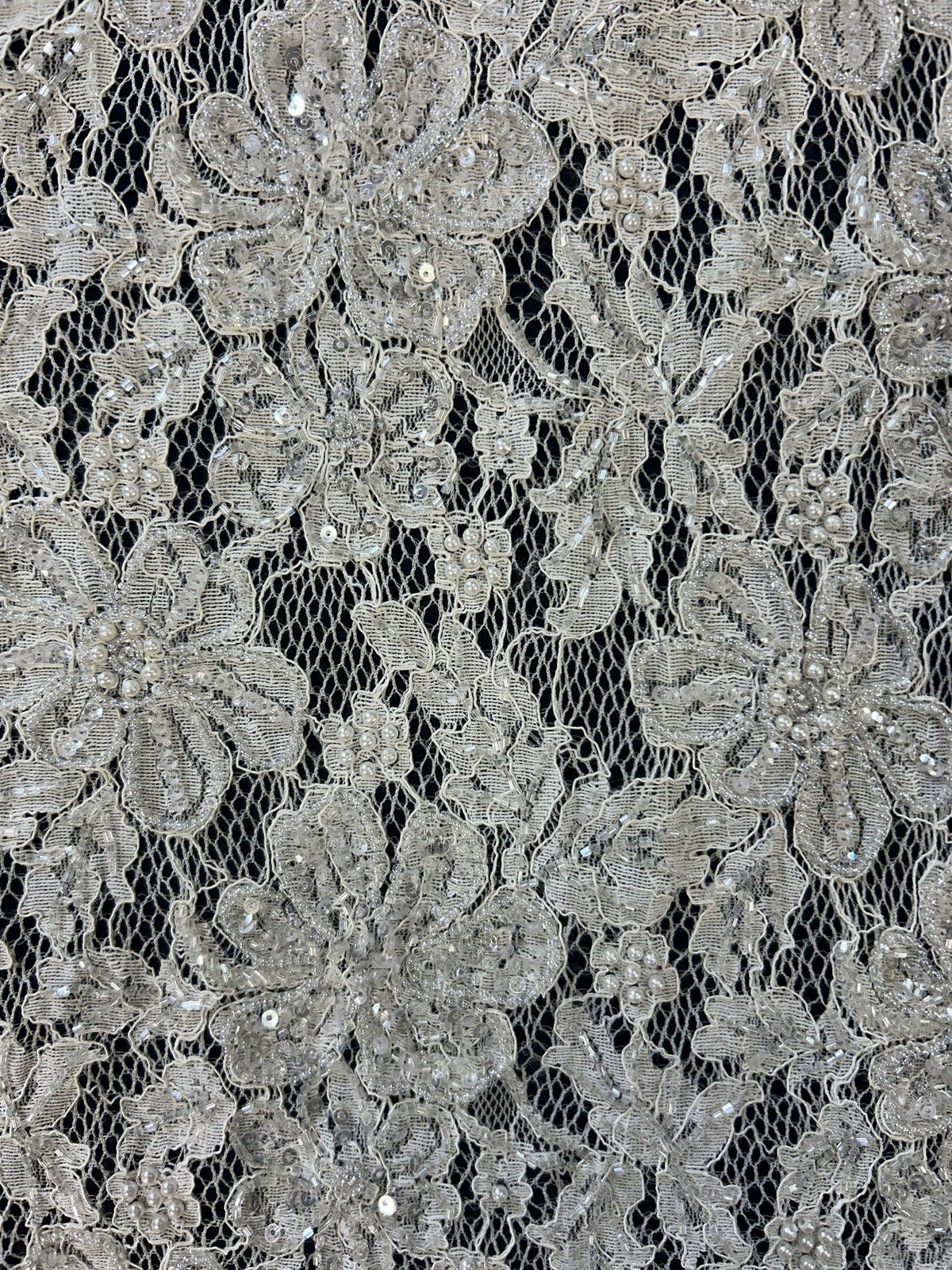 Ivory Hand Beaded Raschel Lace - Trudy