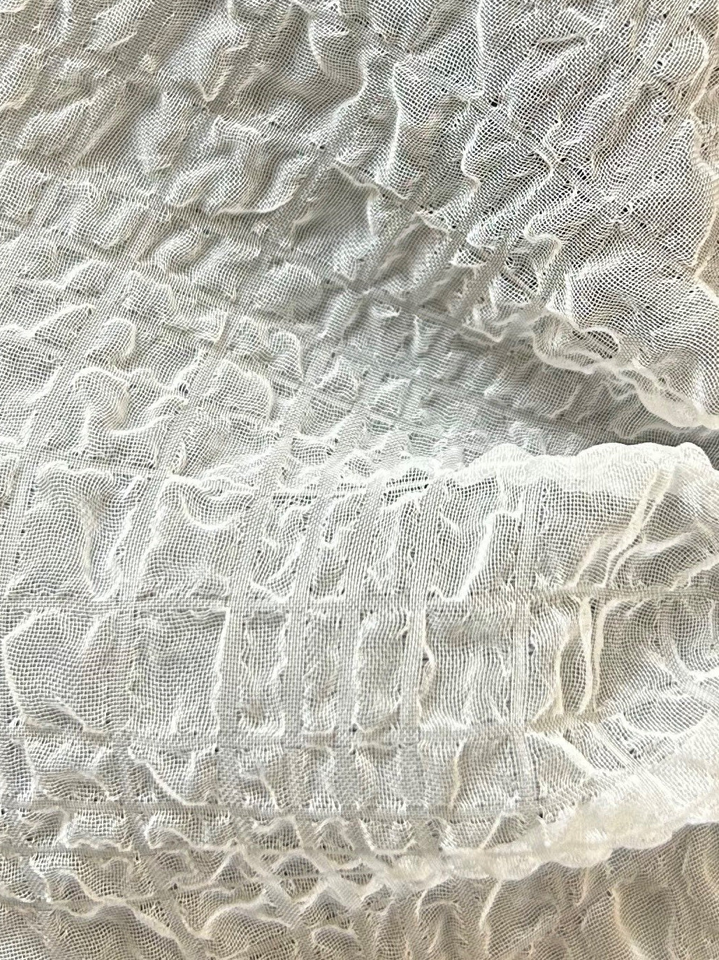 White Polyester Seersucker Fabric - Latino