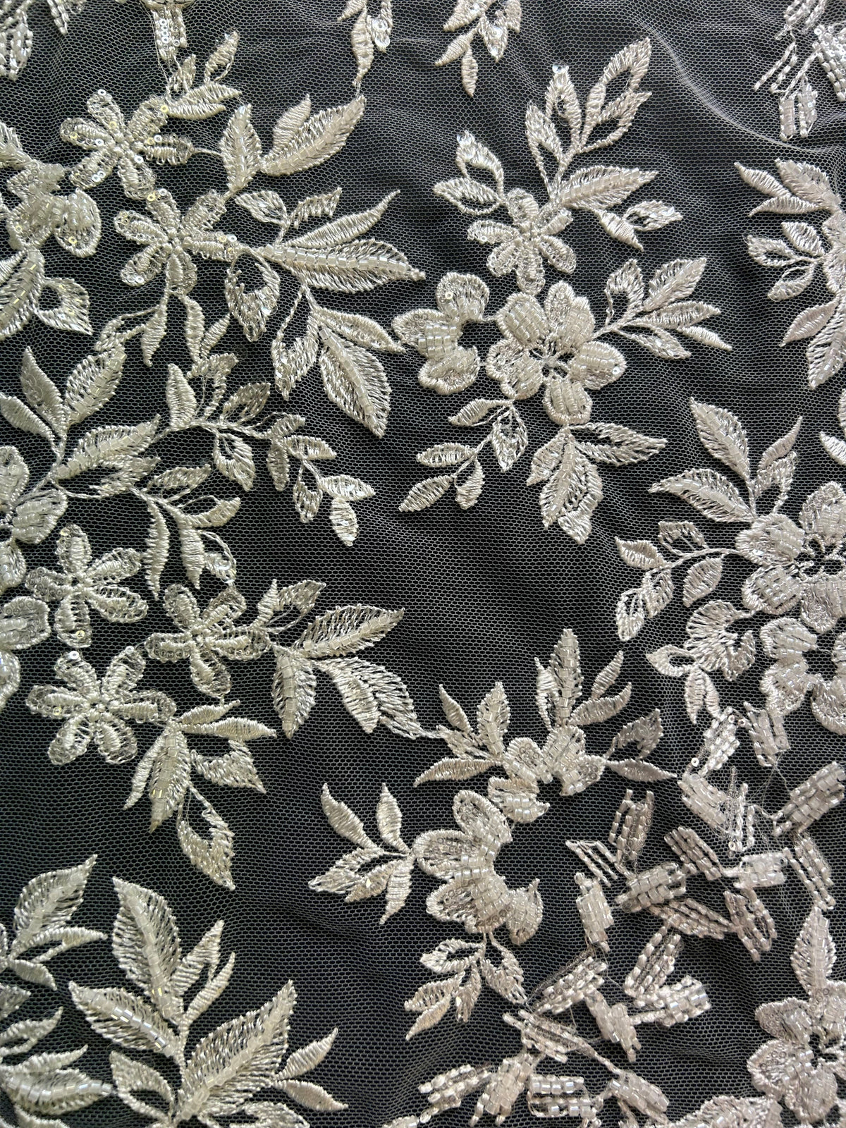 Ivory Beaded Embroidery Lace - Zeda
