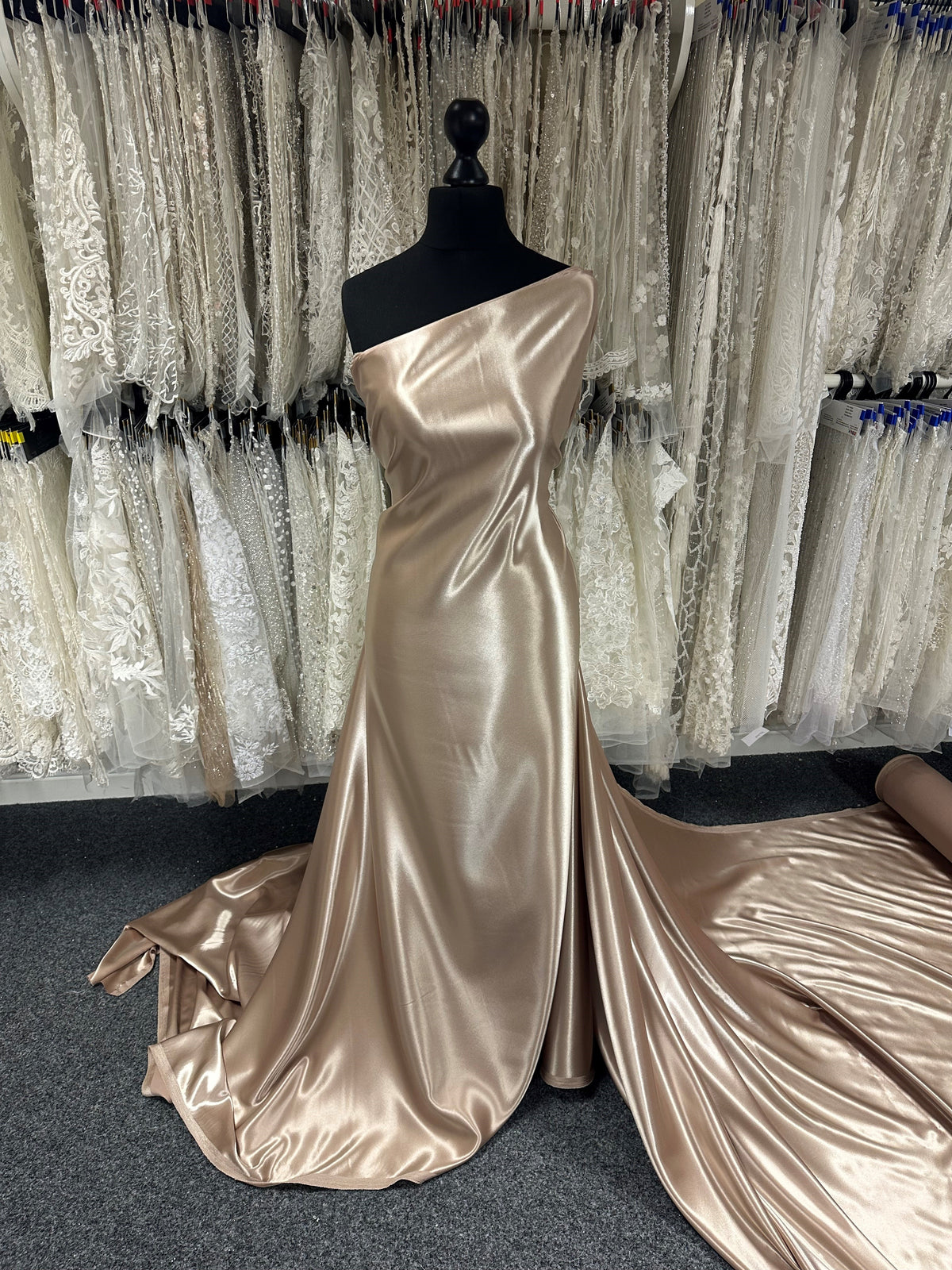 Nude Polyester Stretch Satin - Courage