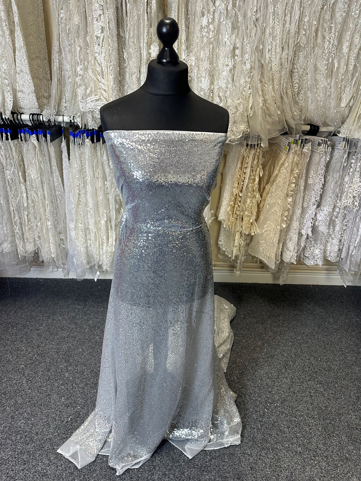 Silver Sequinned Tulle - Glow