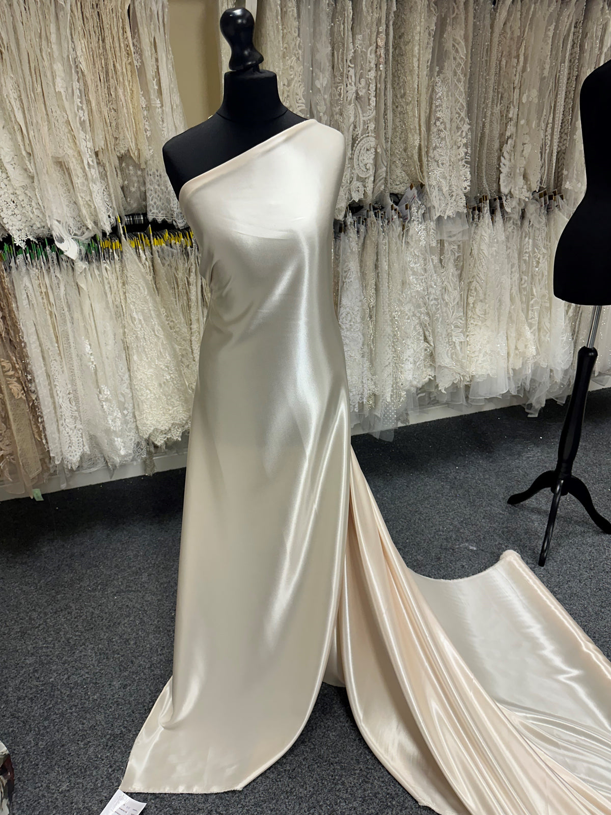 Champagne Polyester Stretch Satin - Courage