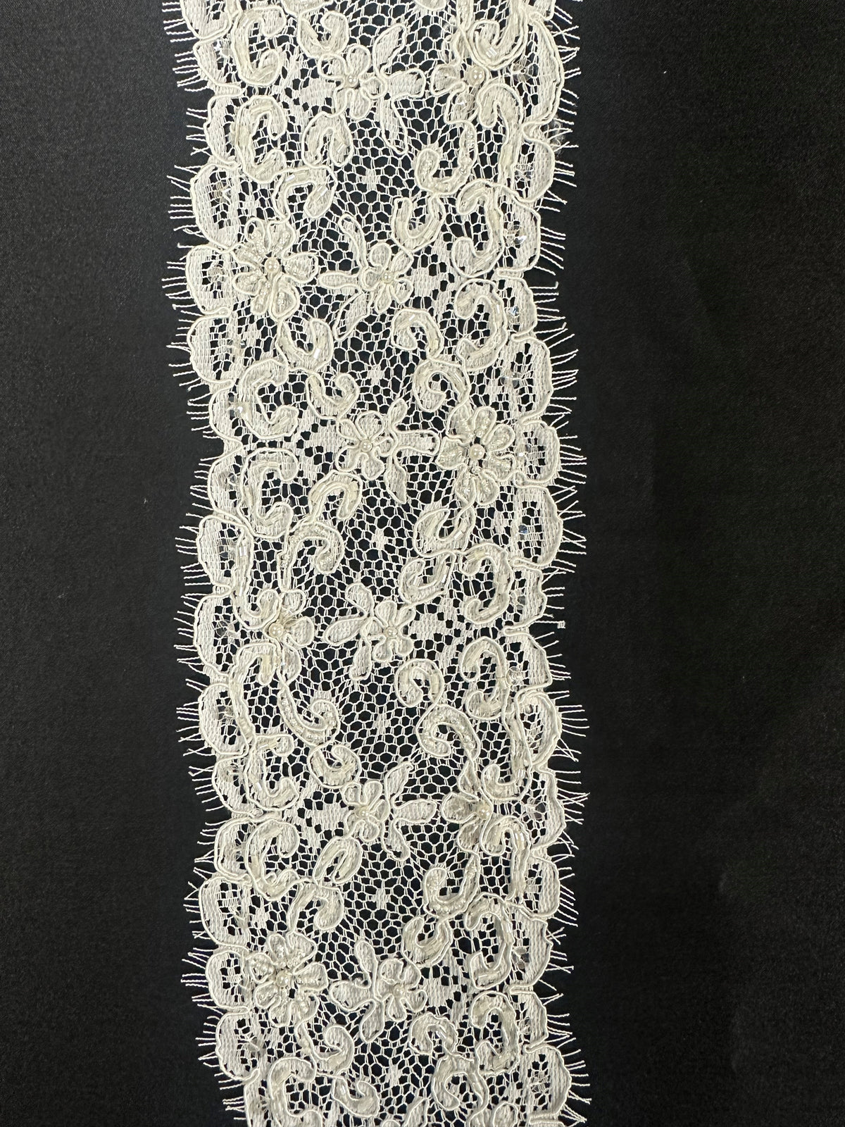 Ivory Corded and Beaded Lace Trim - Heidi