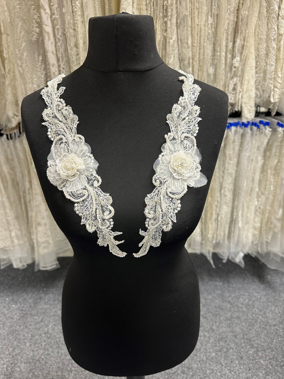 Ivory Beaded Lace Appliques - Virginia