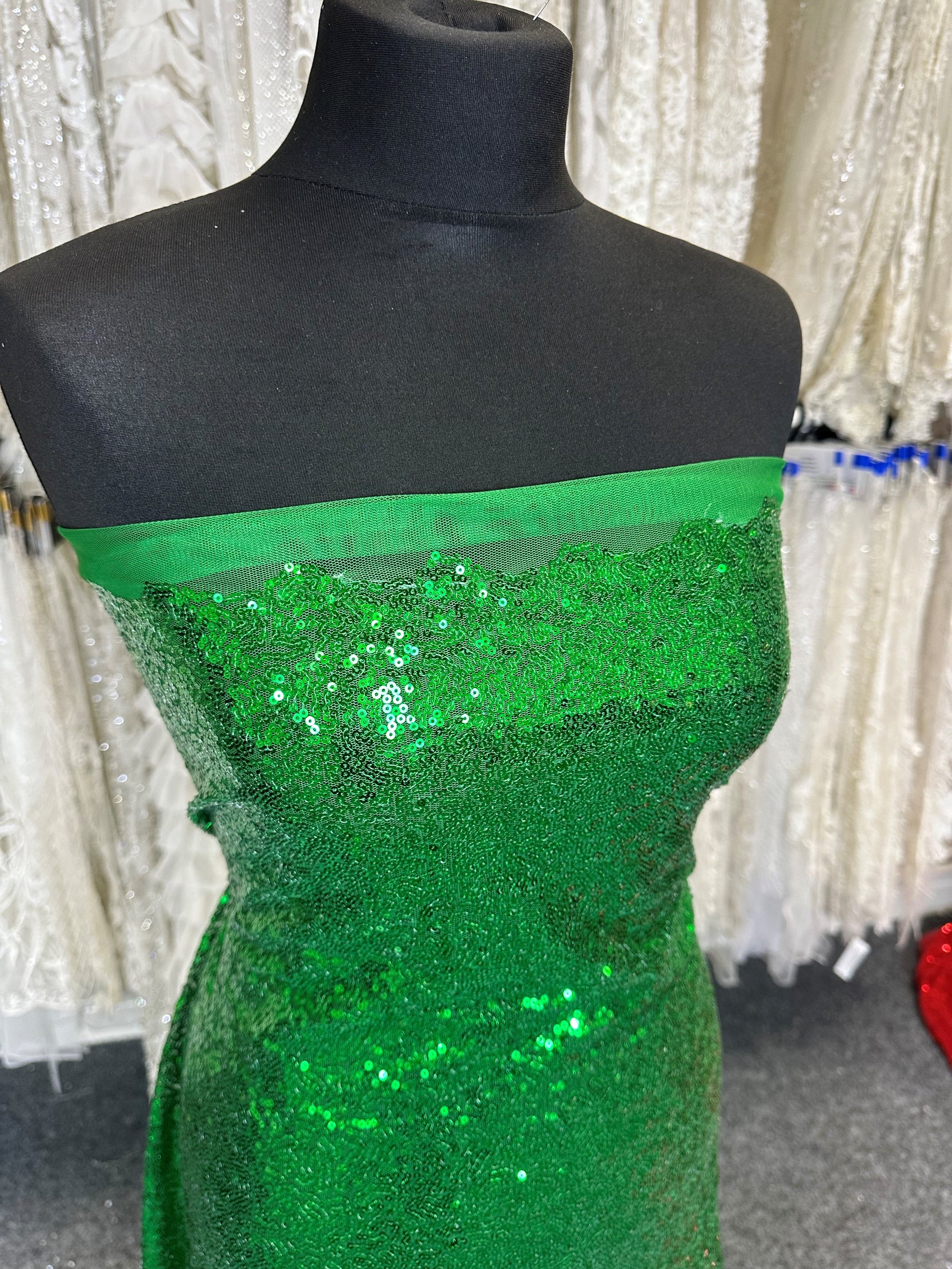 Green Sequinned Tulle - Glow