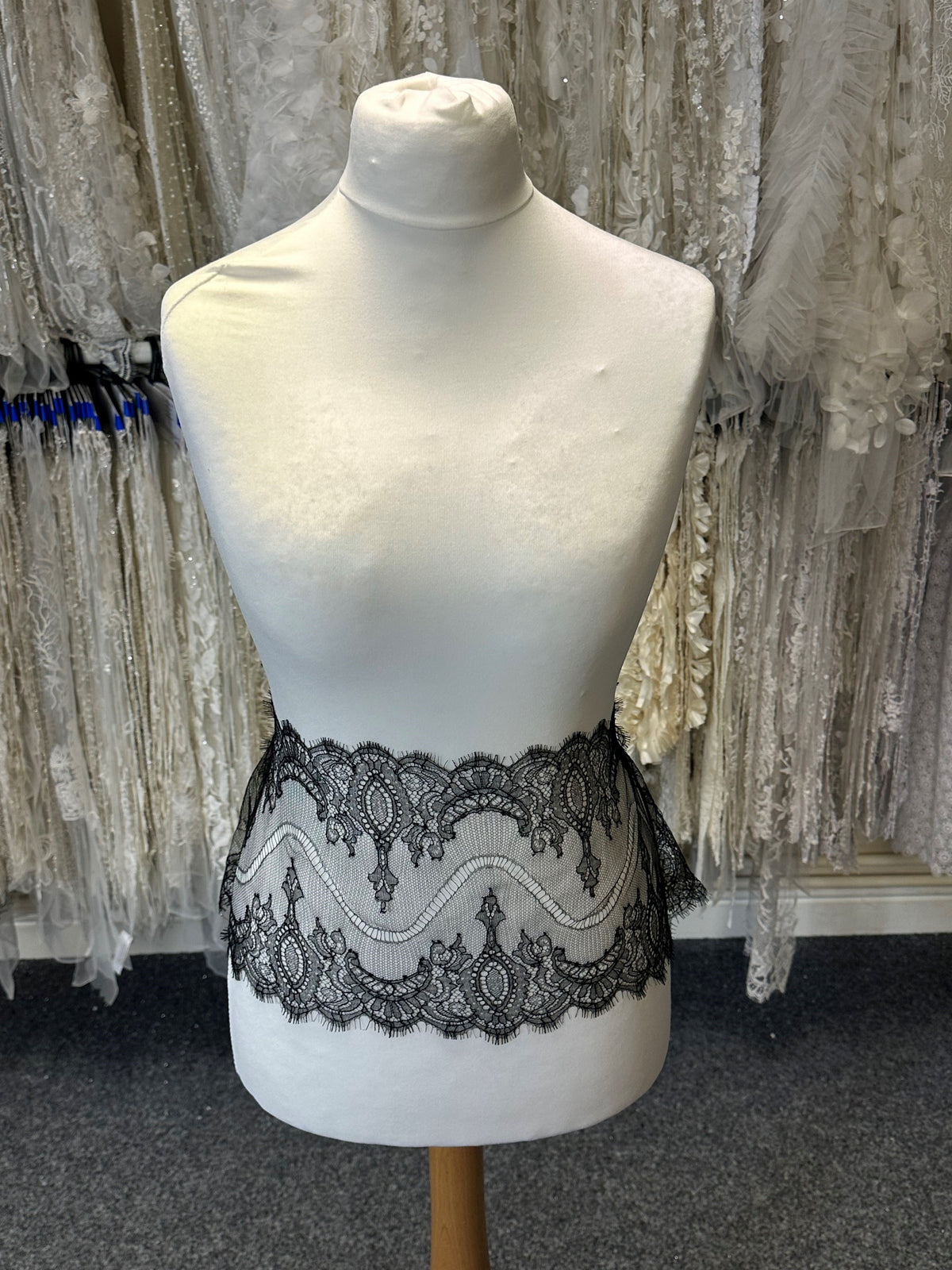 Black Eco Chantilly Lace Trim - Devika