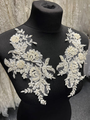 Ivory Beaded Lace Appliques - Nicole