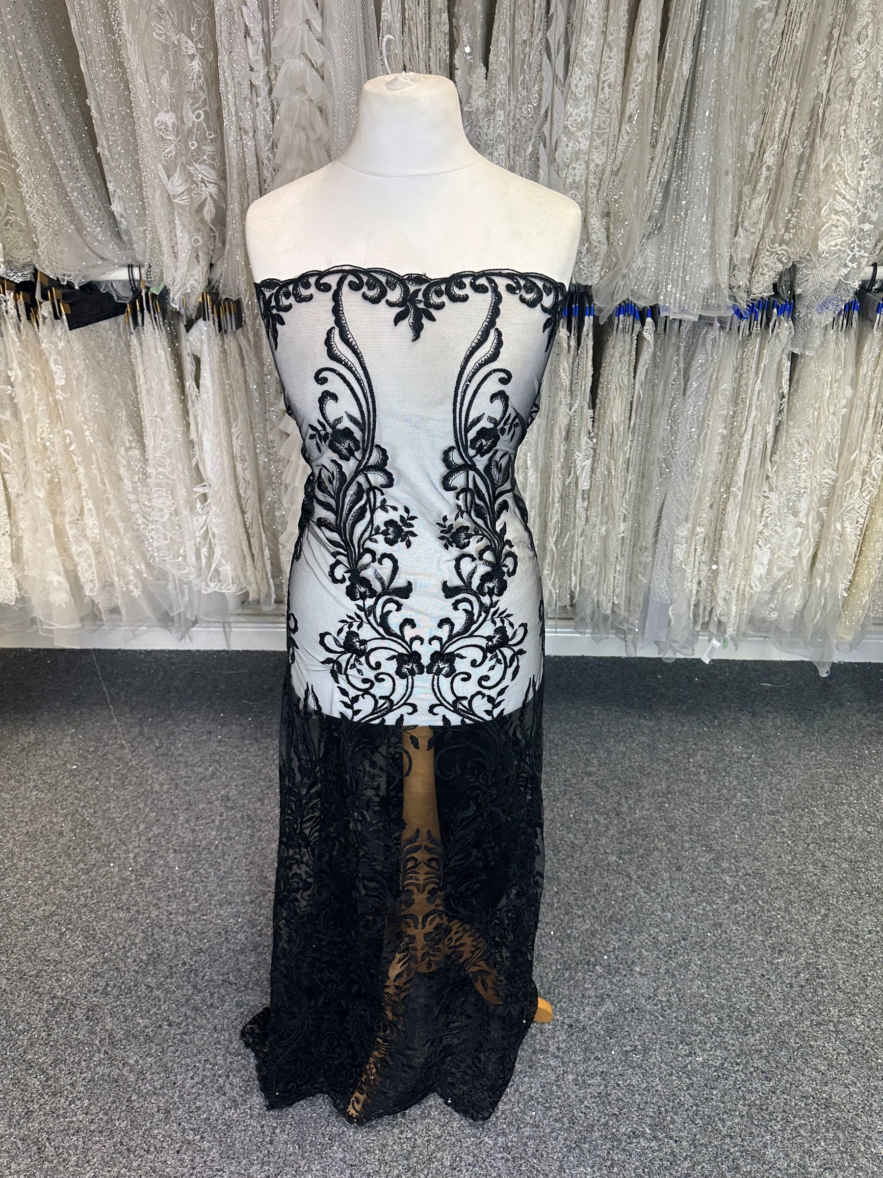 Black Embroidered Lace - Greer