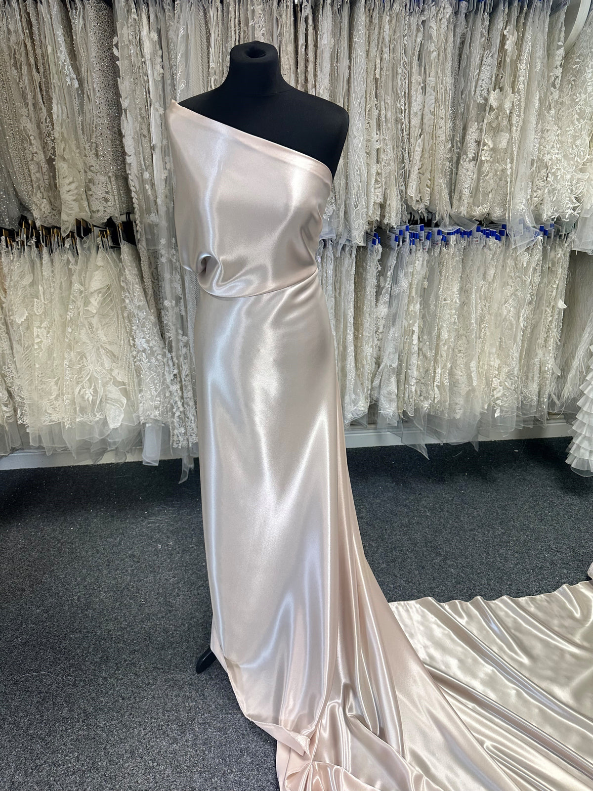 Beige Polyester Stretch Satin - Courage