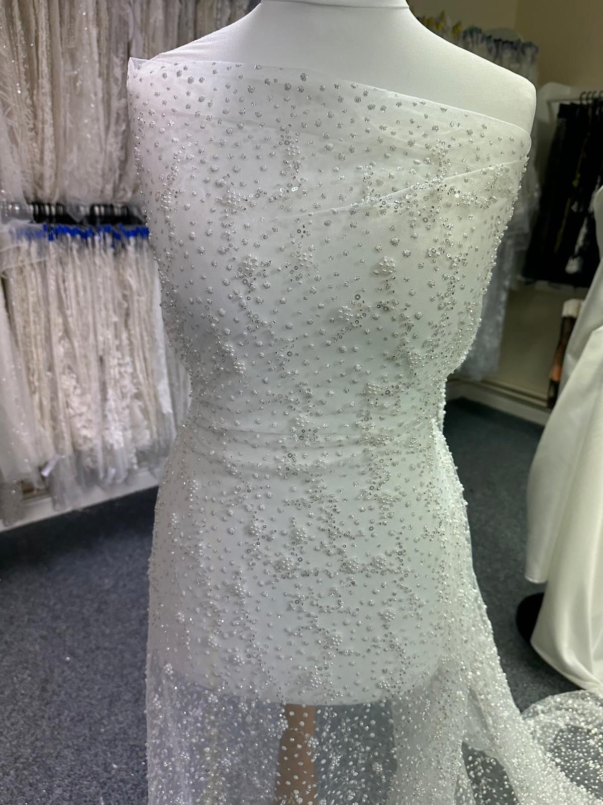 Ivory Sequinned & Beaded Tulle - Isa