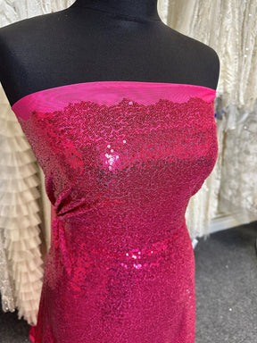 Cerise Pink Sequinned Tulle - Glow