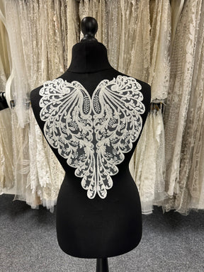 Ivory Corded Lace Applique - Peacock