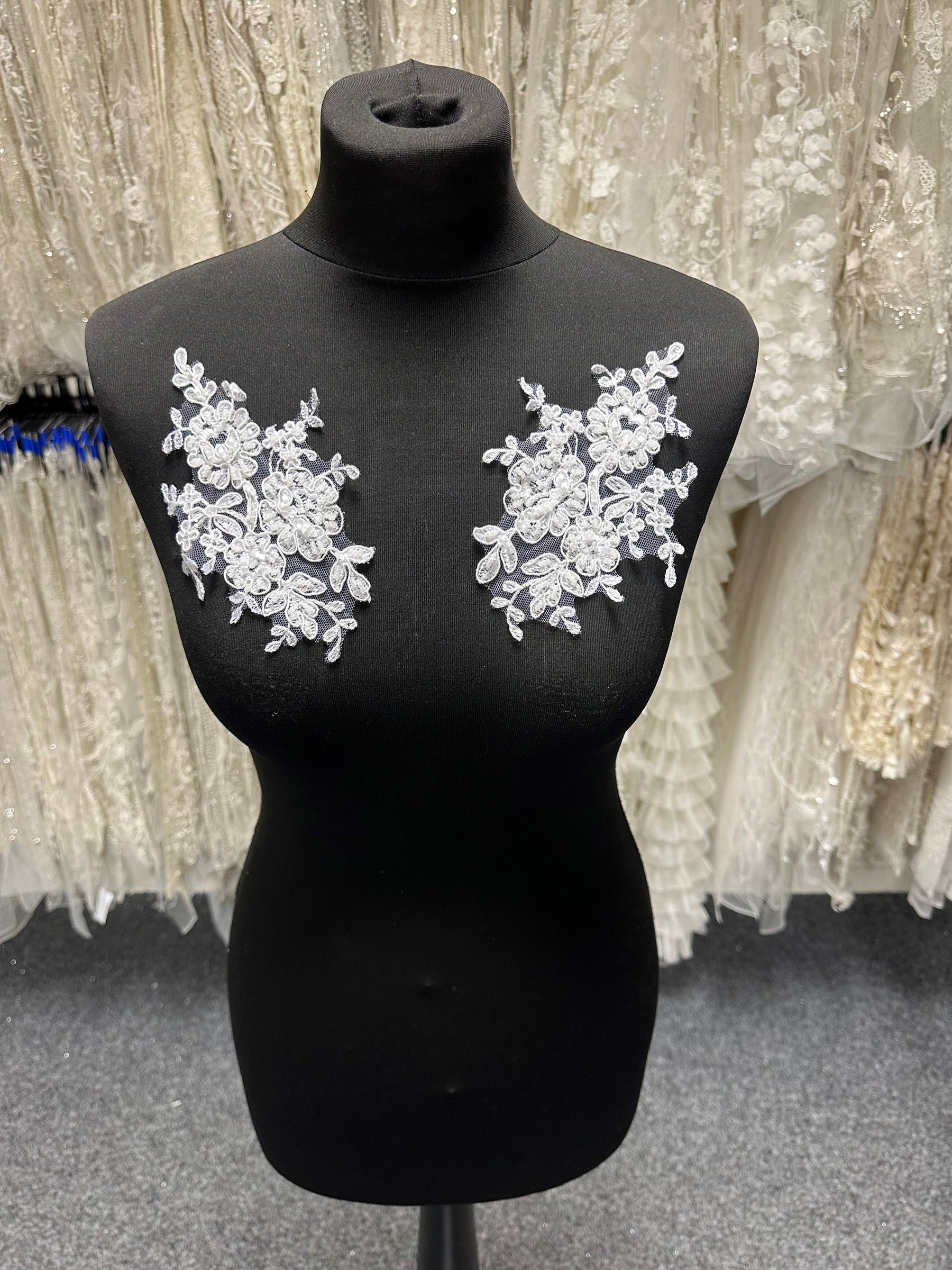 White Beaded Lace Appliques - Sophia