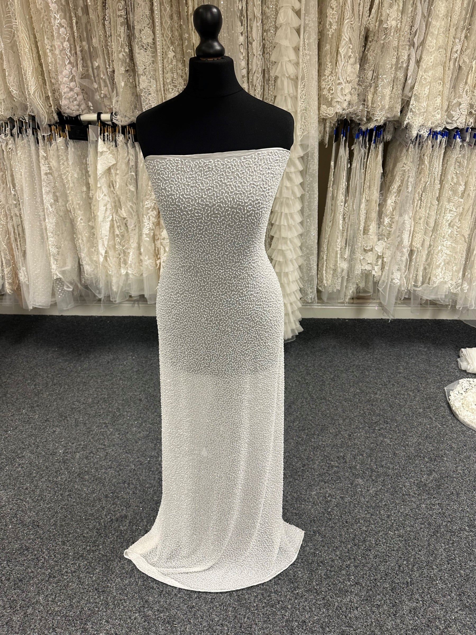 Ivory Beaded Fabric – Allura