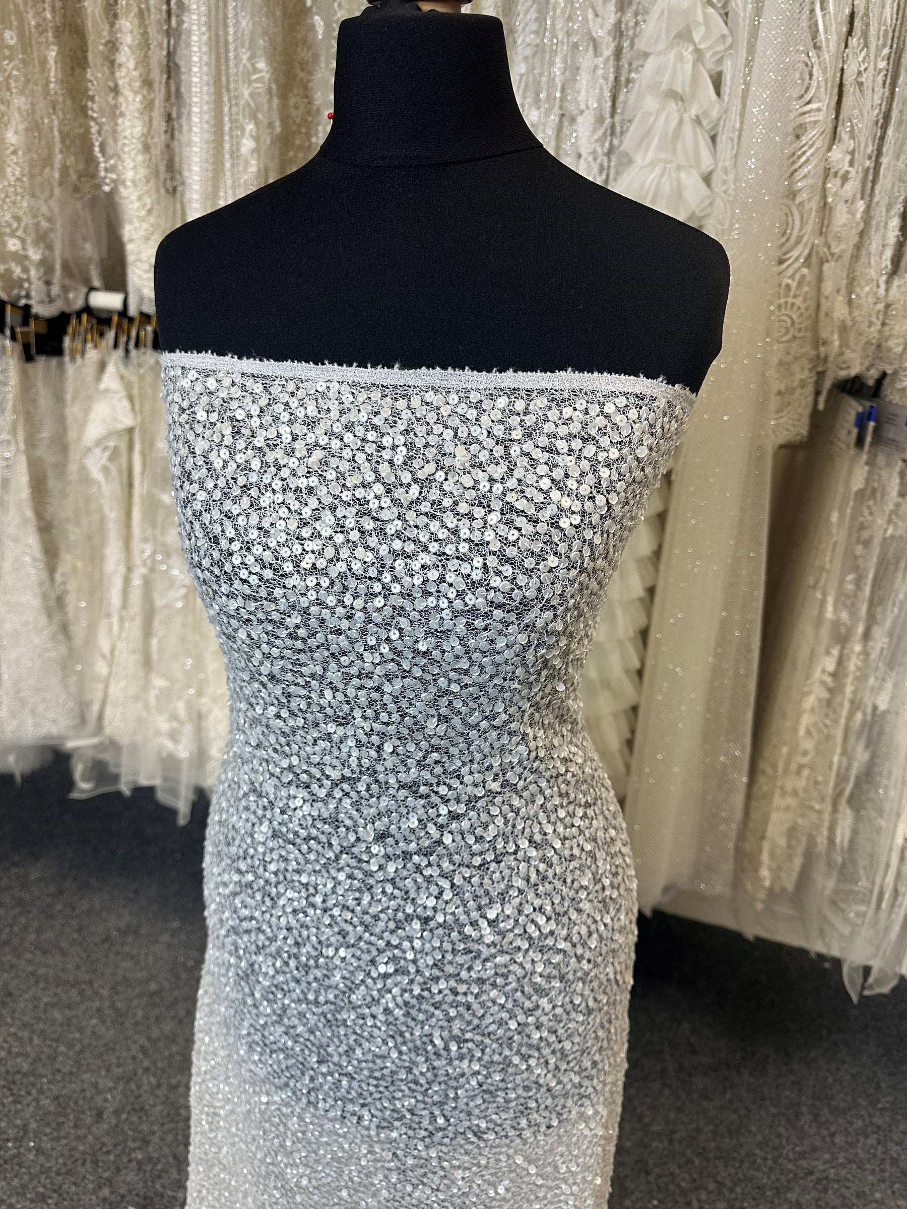 White Sequin Fabric - Moondust