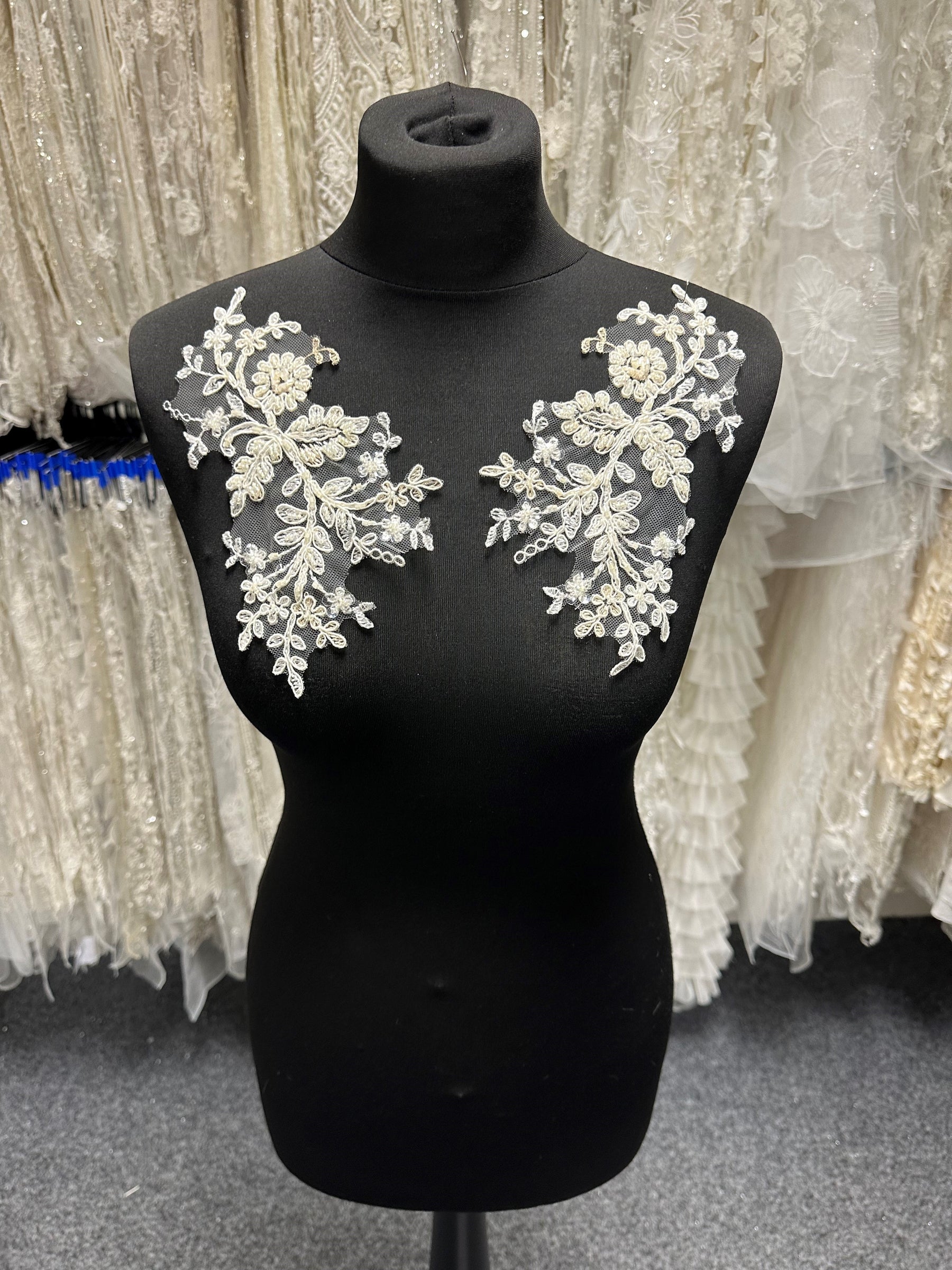 Ivory Beaded Lace Appliques - Jessica