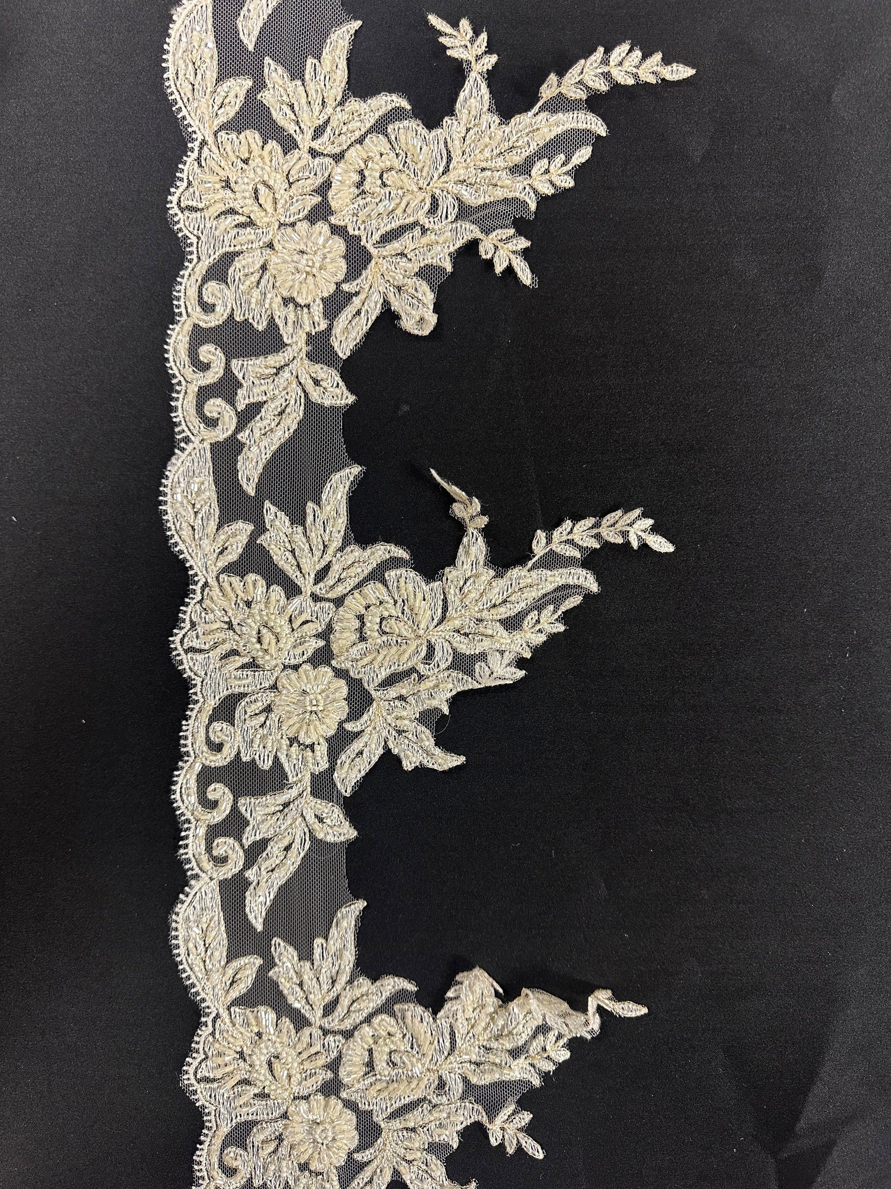 Ivory Beaded Lace Trim - Nicole