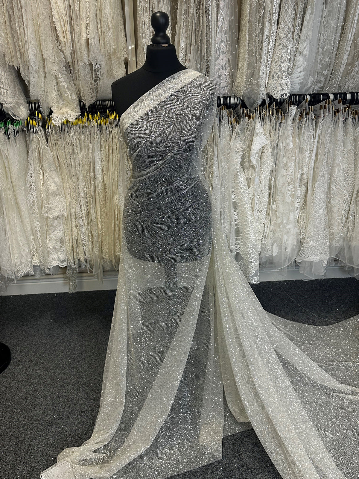 Ivory Glitter Tulle - Pizzazz