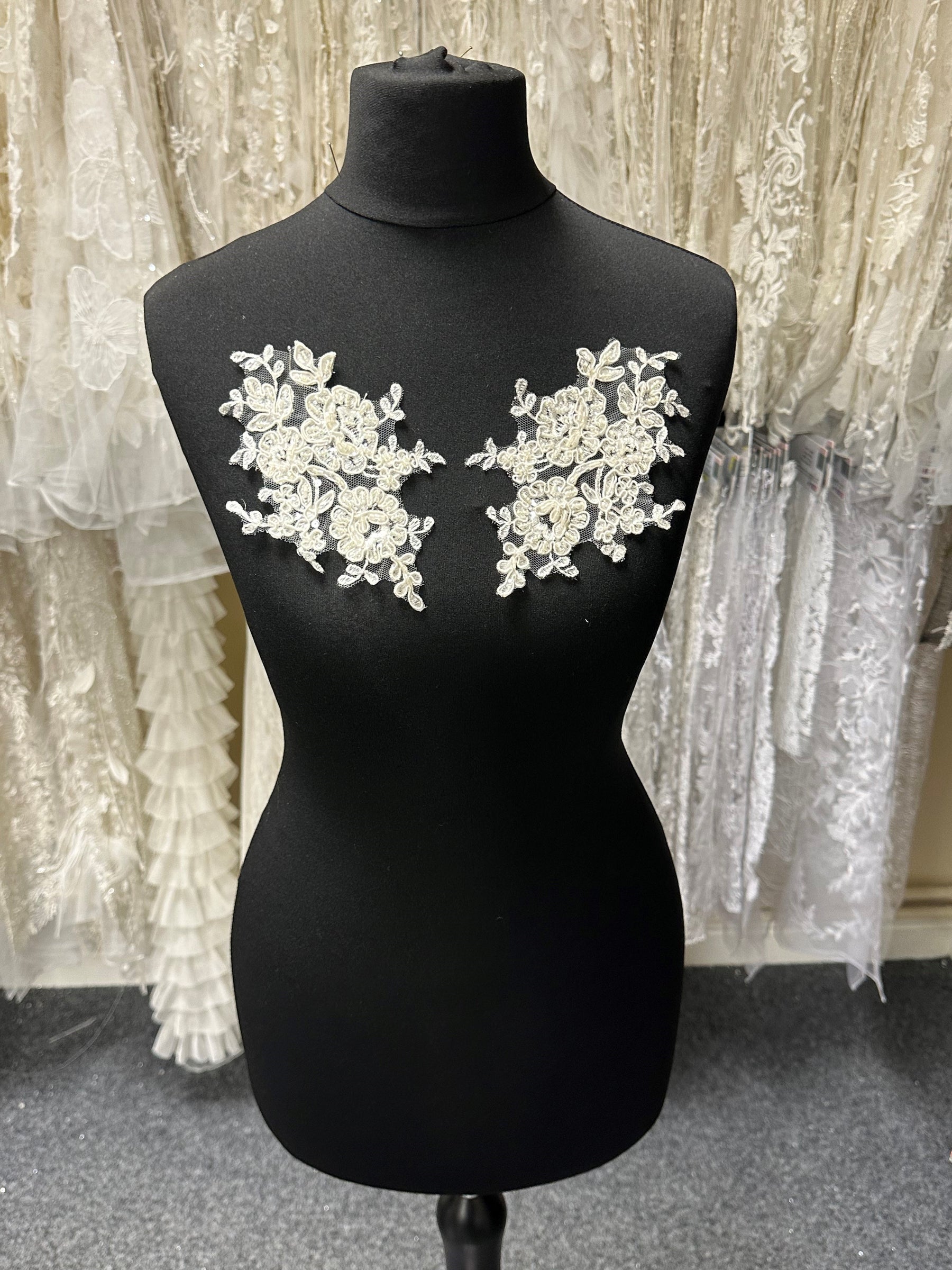 Ivory Beaded Lace Appliques - Sophia