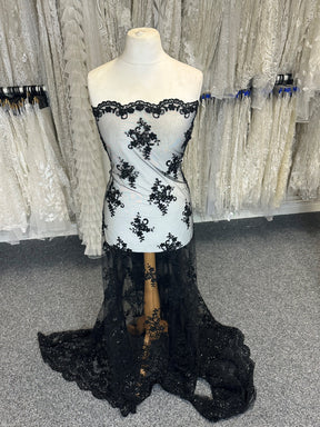 Black Beaded and Corded Lace - Alexandra