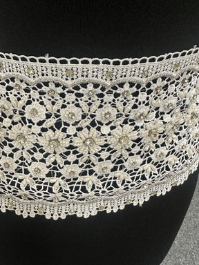 White Beaded Lace Trim - Delilah