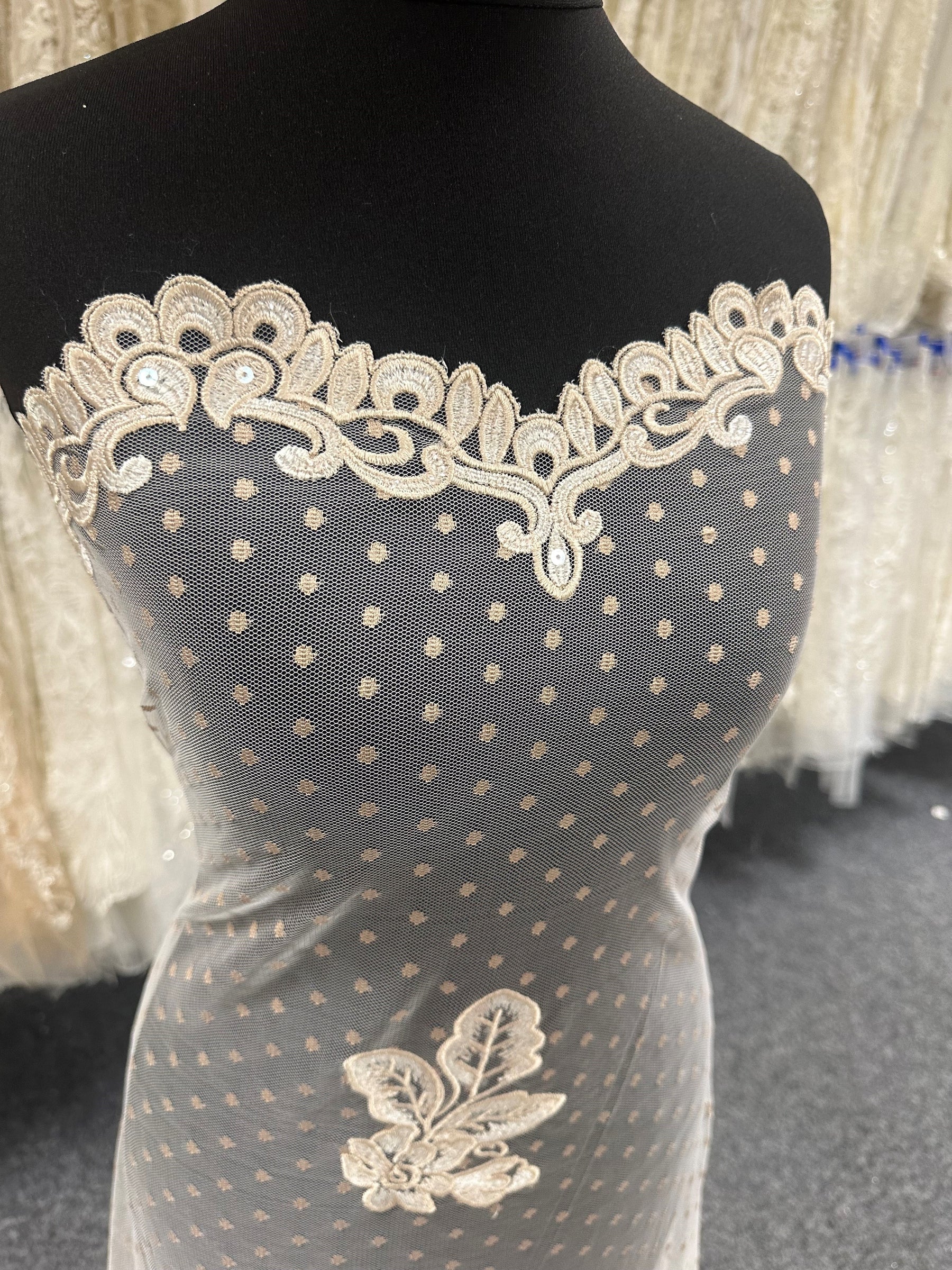 Champagne Embroidered Lace - Sandy