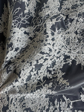 Ivory Embroidered Lace - Zabiba