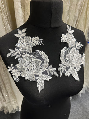 Ivory Sequinned Lace Appliques - Olga