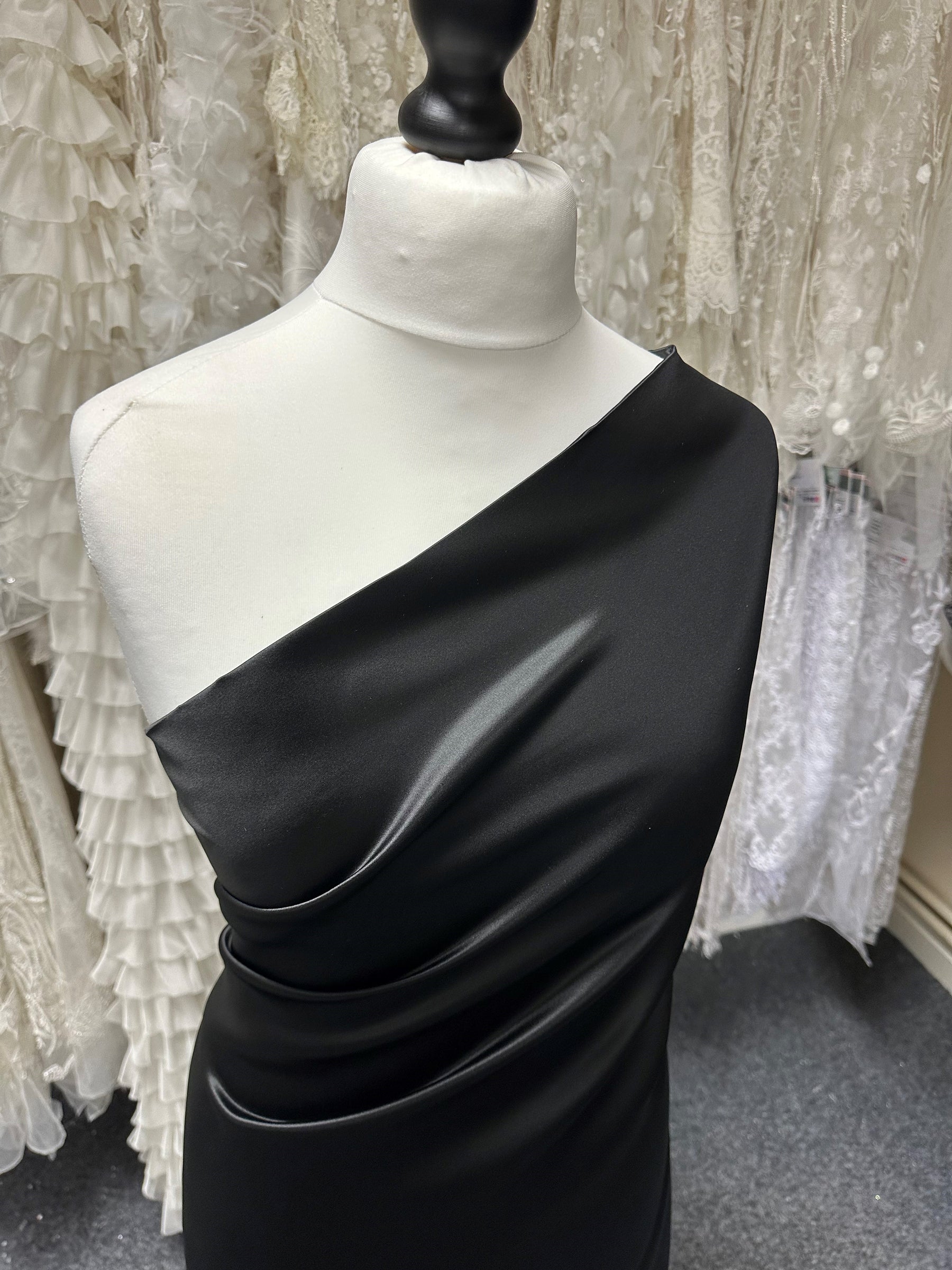 Black Polyester Duchess Satin - Supreme