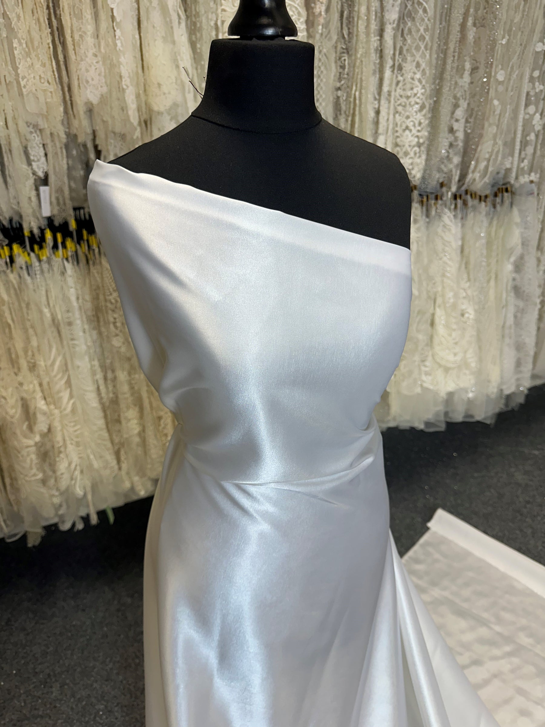 White Polyester Stretch Satin - Wisdom