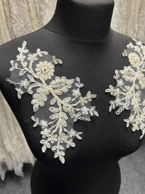 Ivory Beaded Lace Appliques - Jessica