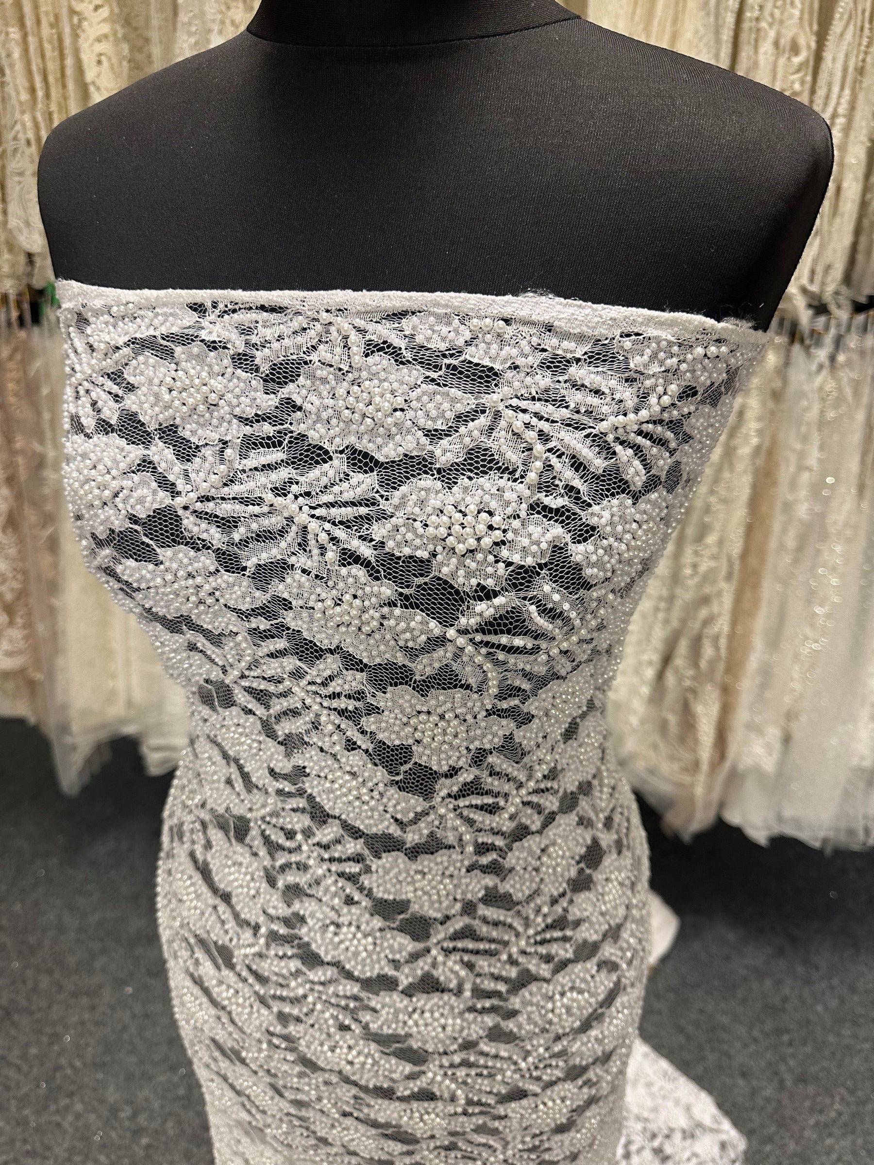 White Beaded Lace - Lucille