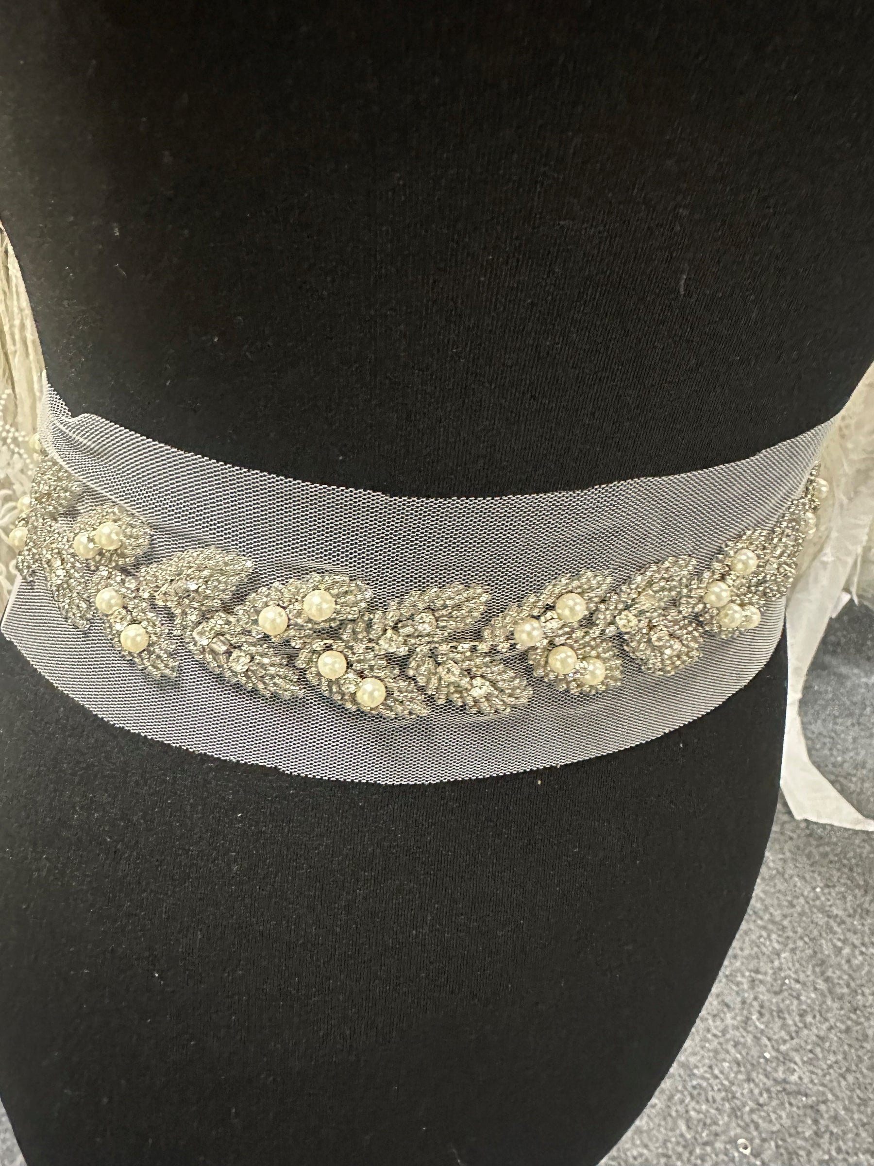 Crystal & Pearl Dress Trim - Rosemary