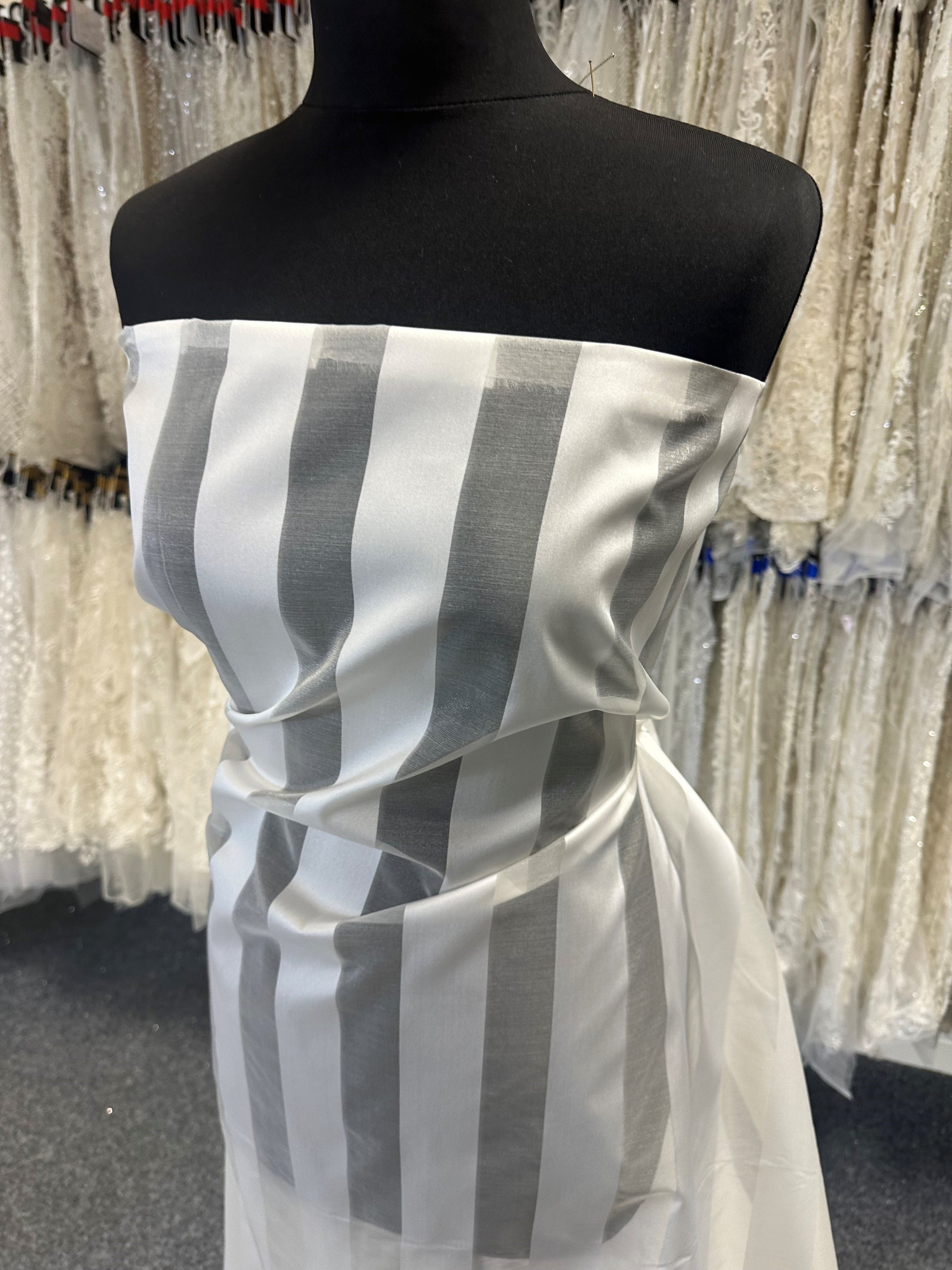 Ivory Silk Blend Organza Stripes - Jester