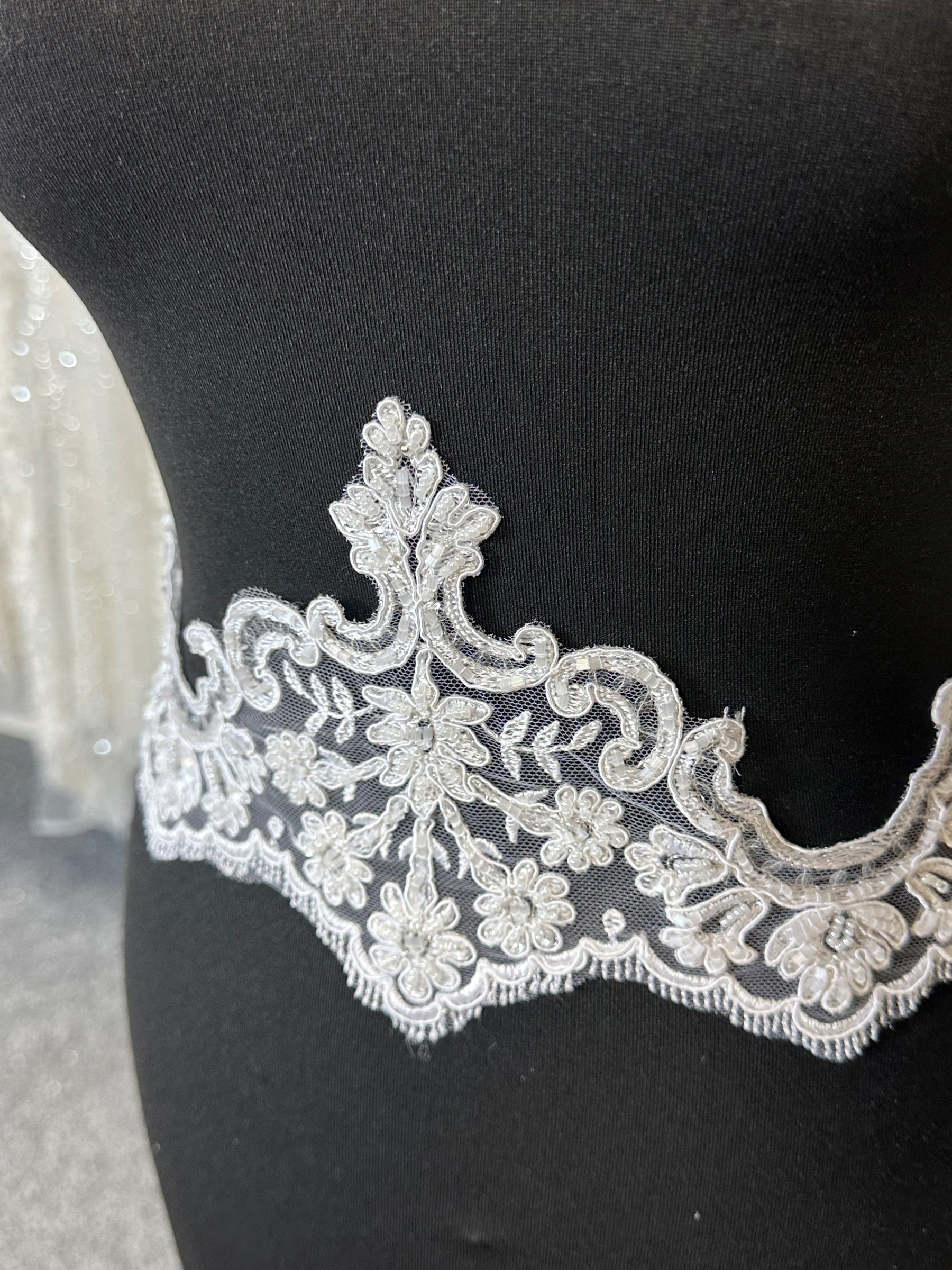 White Beaded Lace Trim - Sophia