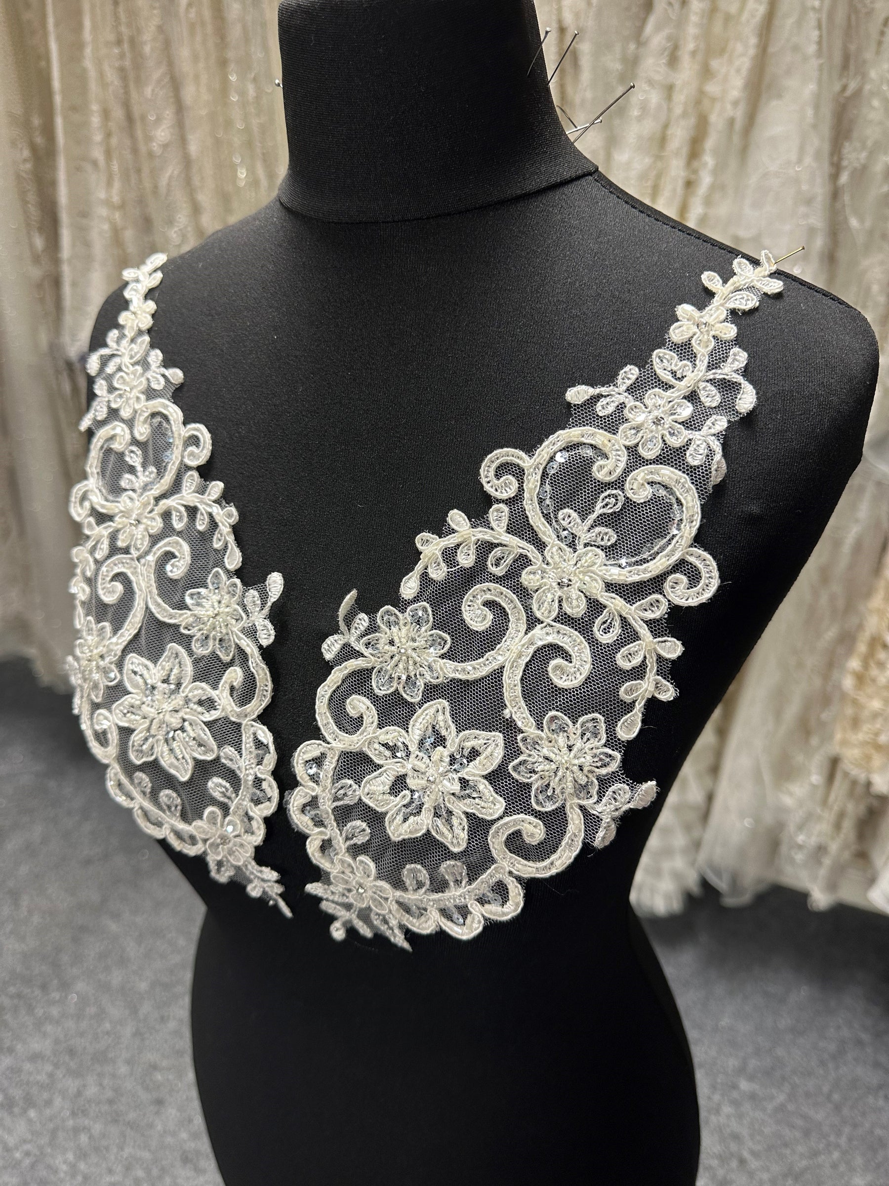 Ivory Beaded and Corded Lace Appliques - Alexandra