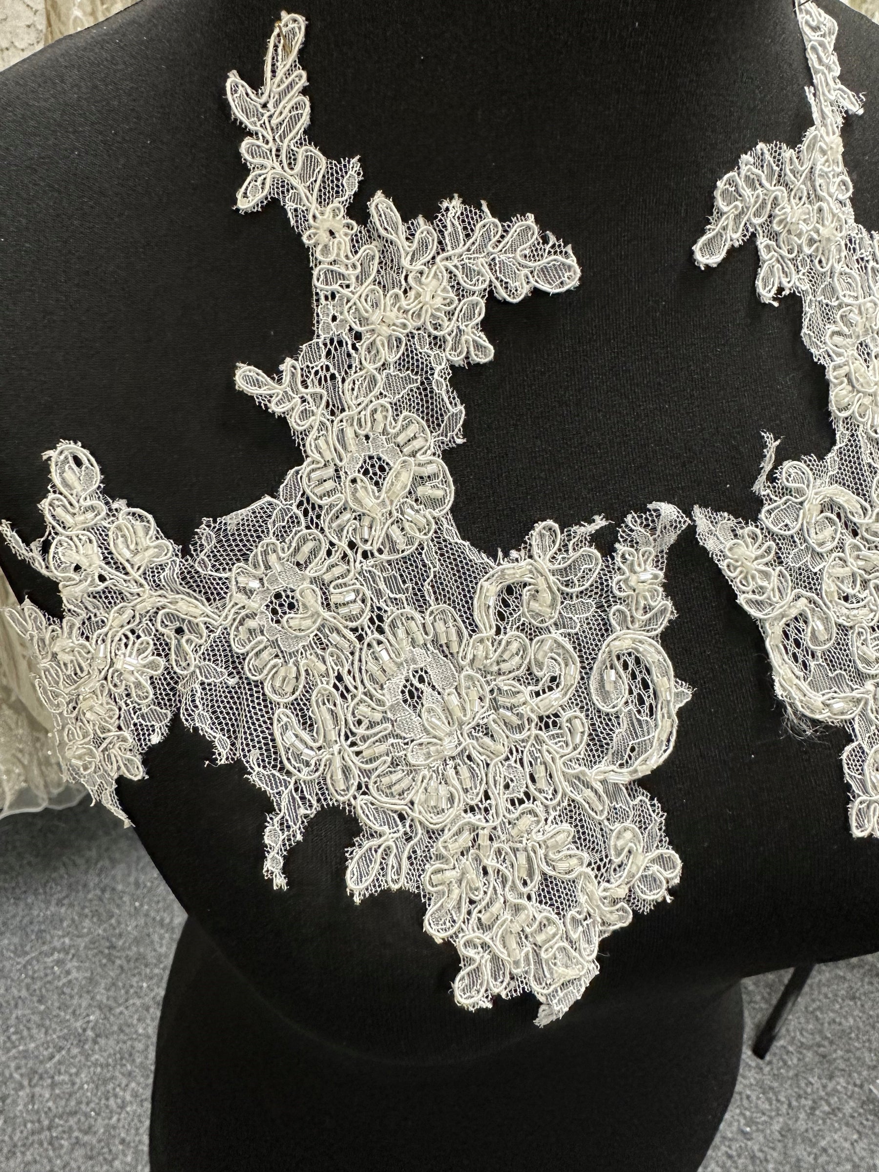 Ivory Corded & Beaded Lace Appliques - Michigan