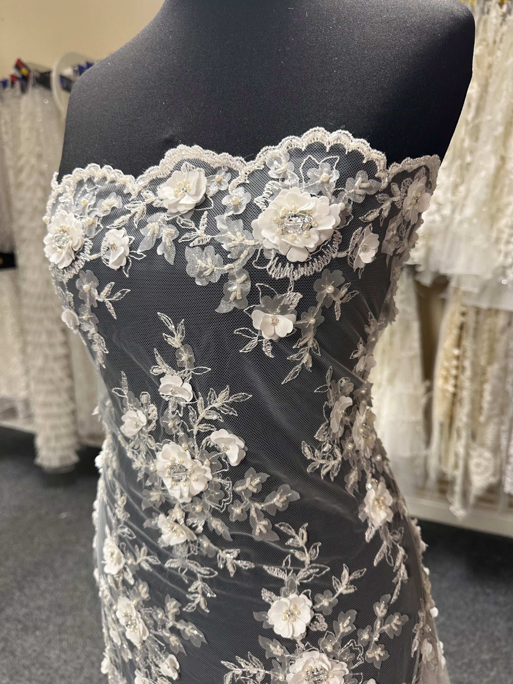 Ivory Beaded Flower Lace – Jacqueline