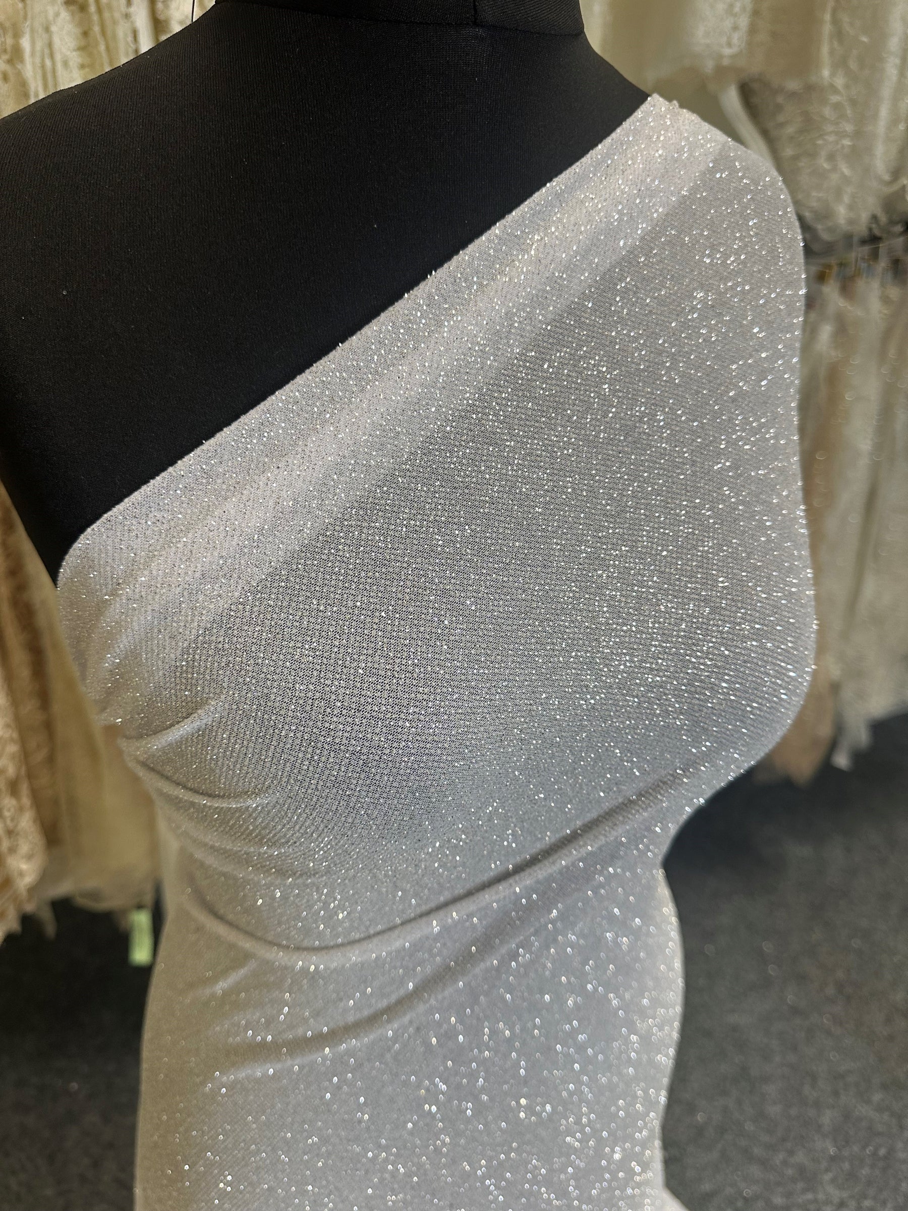 Ivory Stretch Glitter Tulle - Luxur