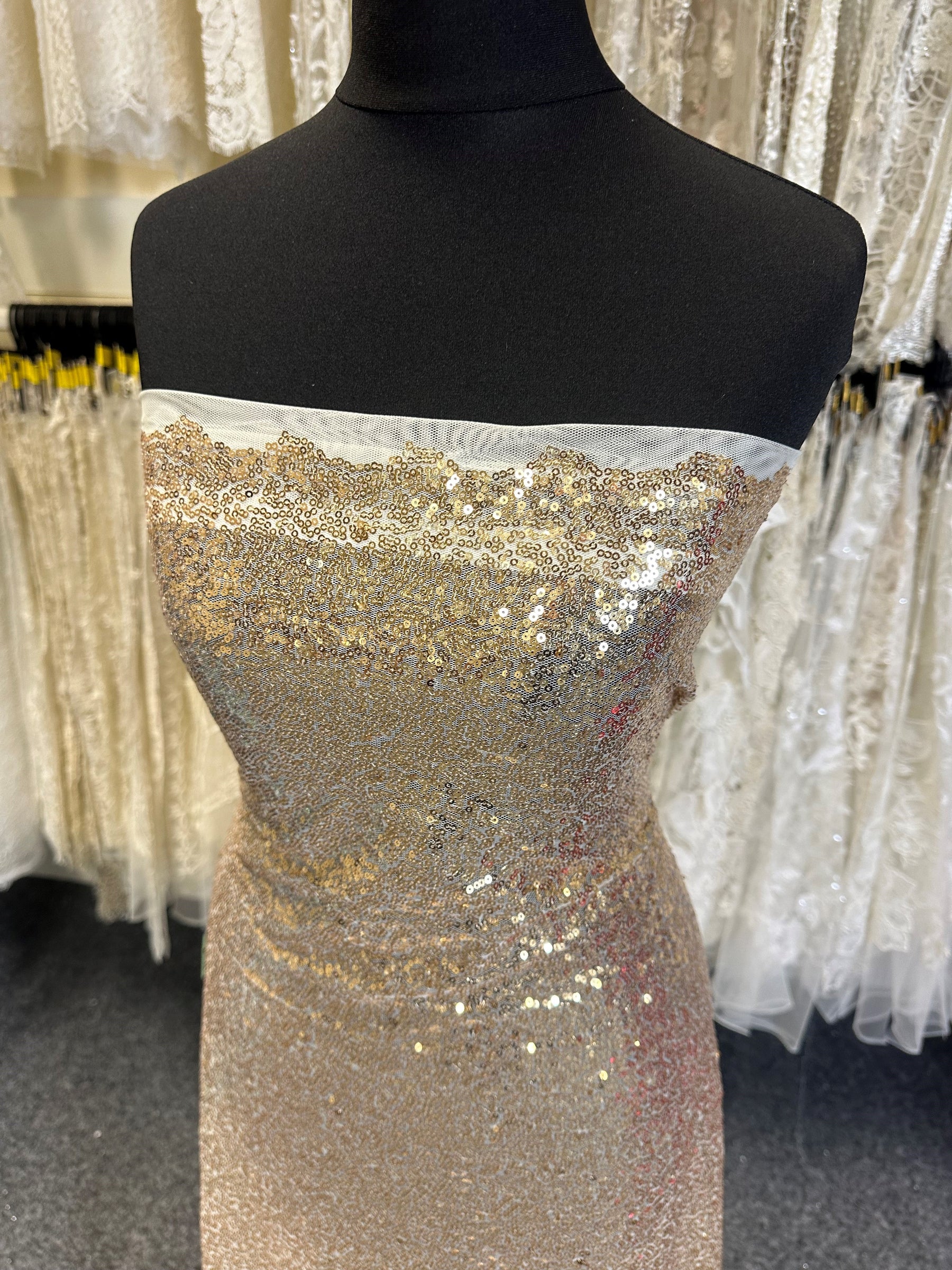 Champagne Sequinned Tulle - Glow