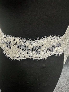 Ivory Beaded & Corded Lace Trim - Omega