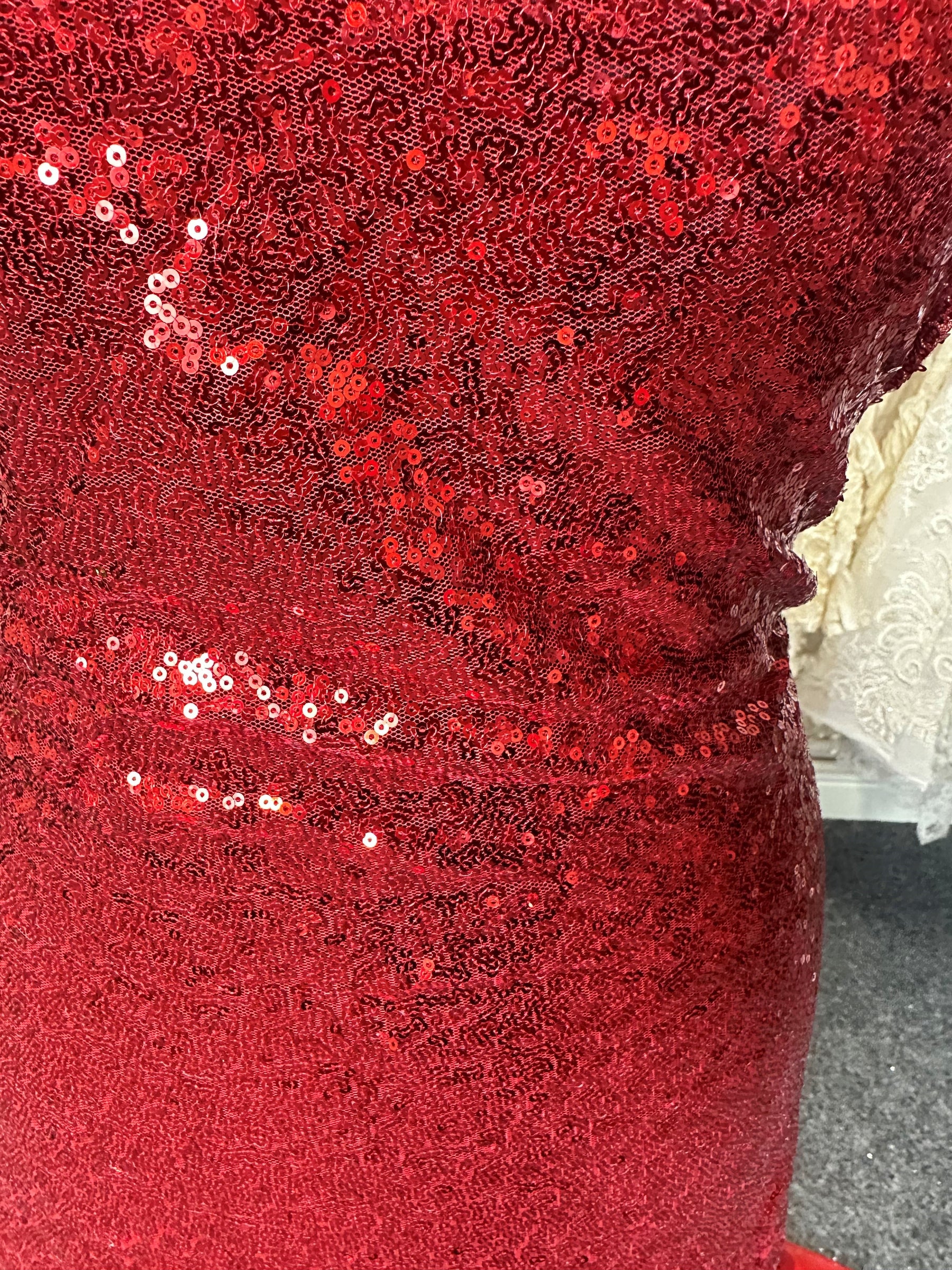 Red Sequinned Tulle - Glow