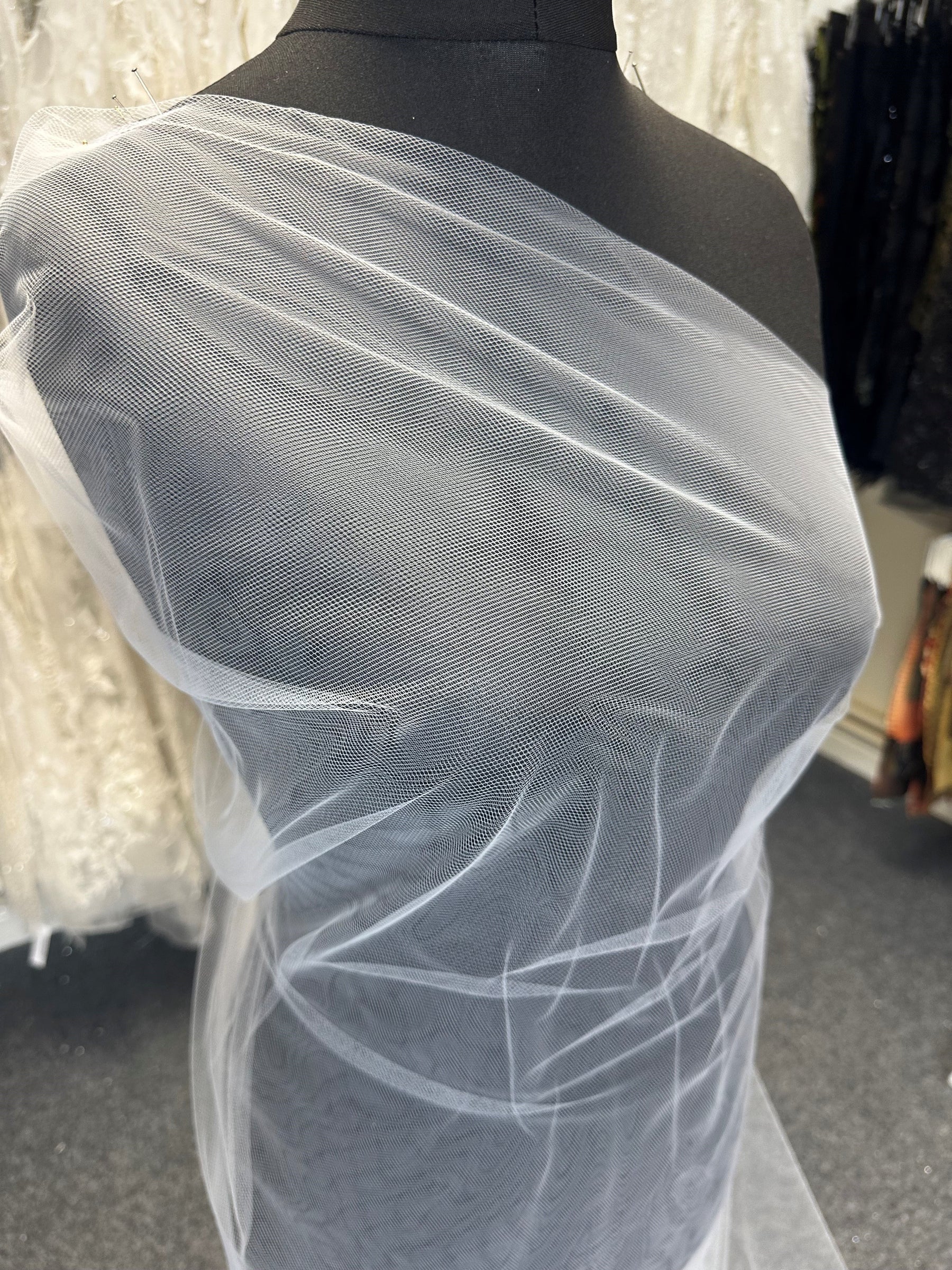 Silk White Bridal Tulle for Veils - Baritone