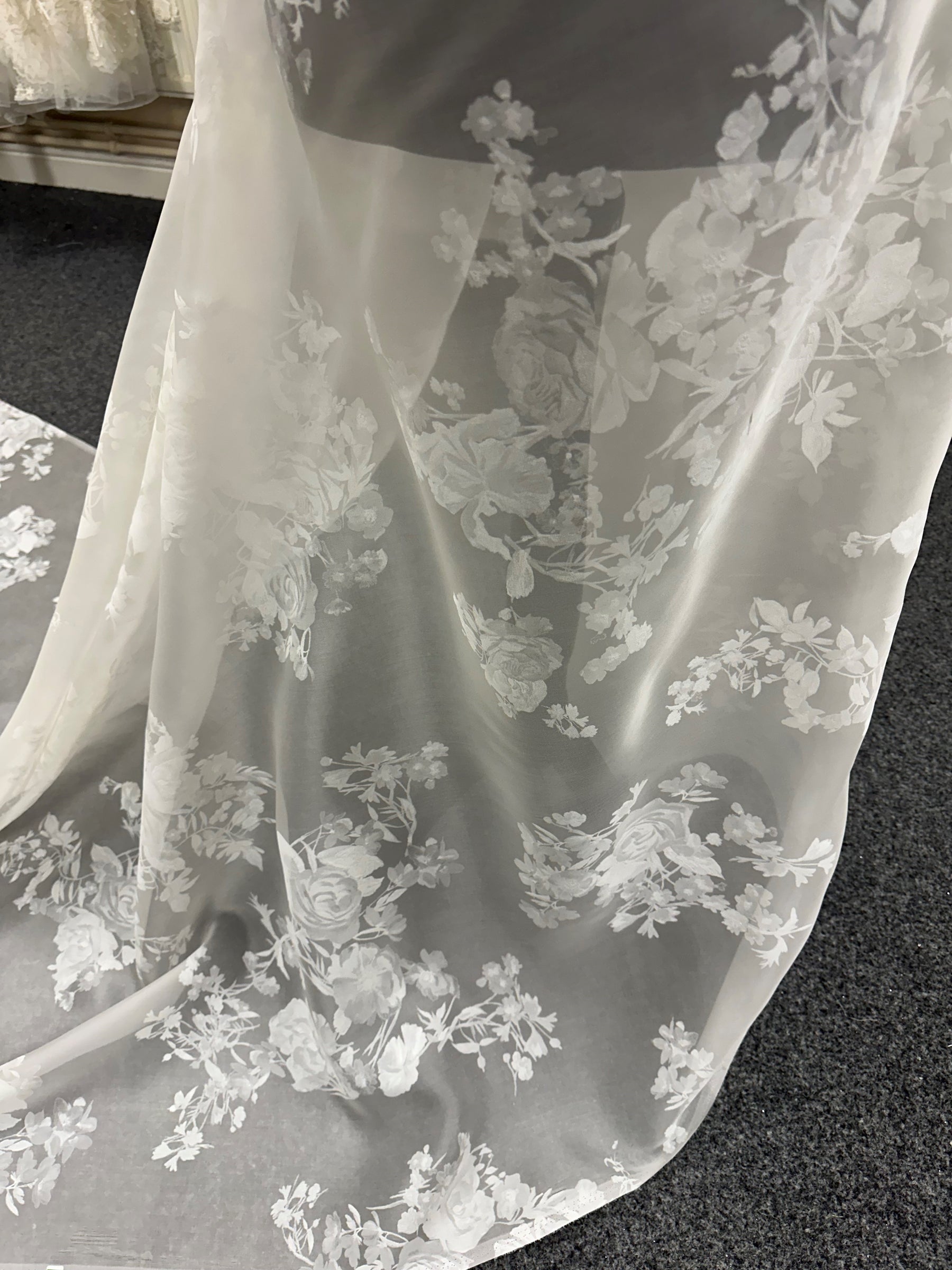 Ivory Printed Silk Organza - Shania