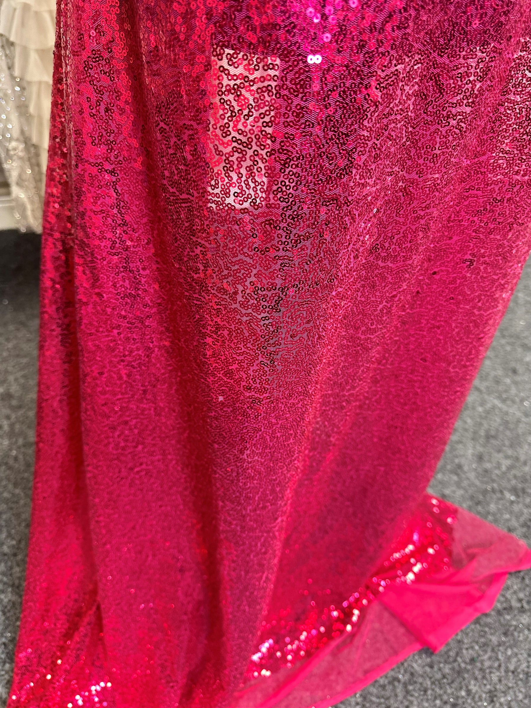 Cerise Pink Sequinned Tulle - Glow